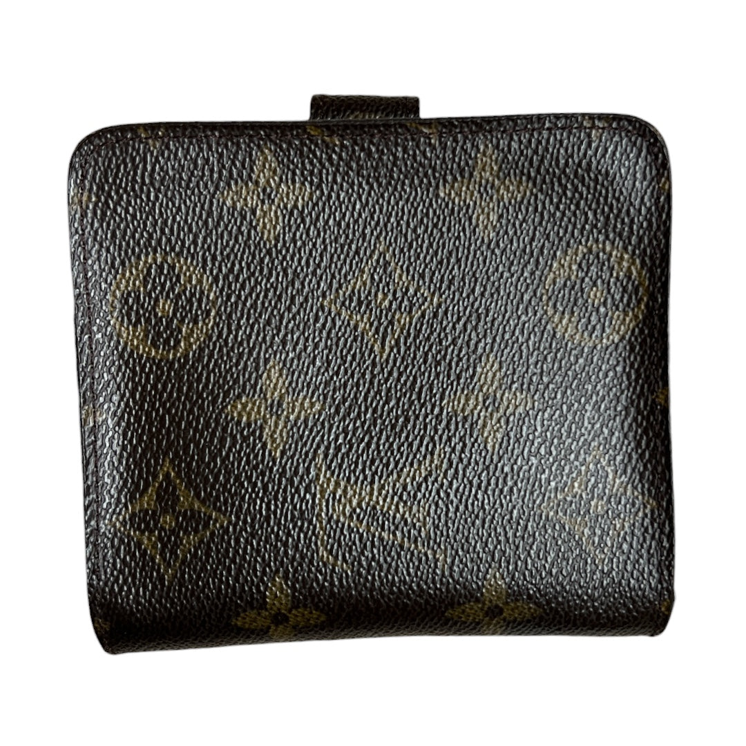 LOUIS VUITTON Monogram Compact Zip Wallet Brown Gold Hardware | Authentic Pre-Owned Luxury