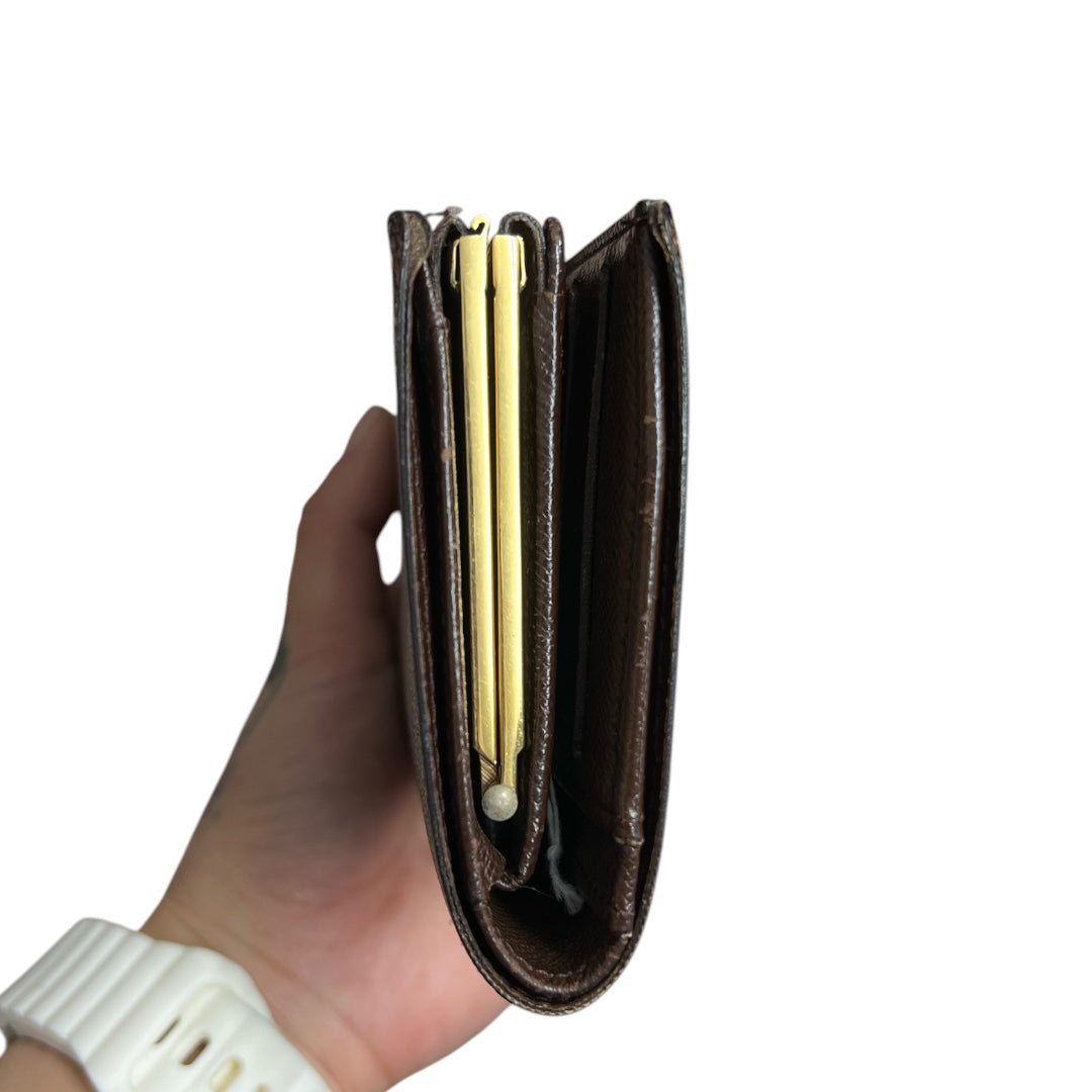 LOUIS VUITTON Damier Ebene Compact Wallet Brown Gold Hardware | Authentic Pre-Owned Luxury