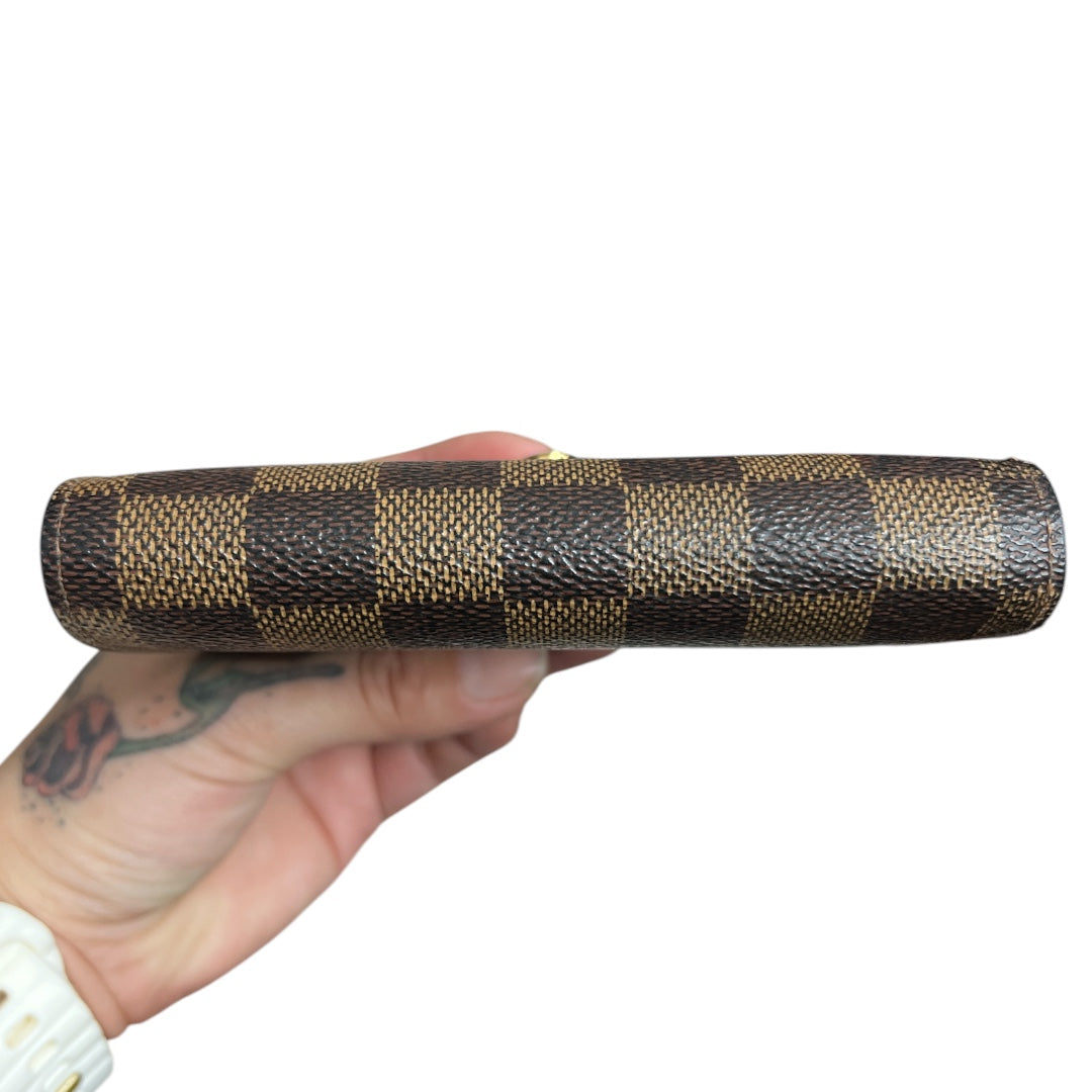 LOUIS VUITTON Damier Ebene Compact Wallet Brown Gold Hardware | Authentic Pre-Owned Luxury
