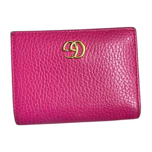 GUCCI Leather GG Marmont Card Case Wallet Pink Gold Hardware | Authentic Pre-Owned Luxury