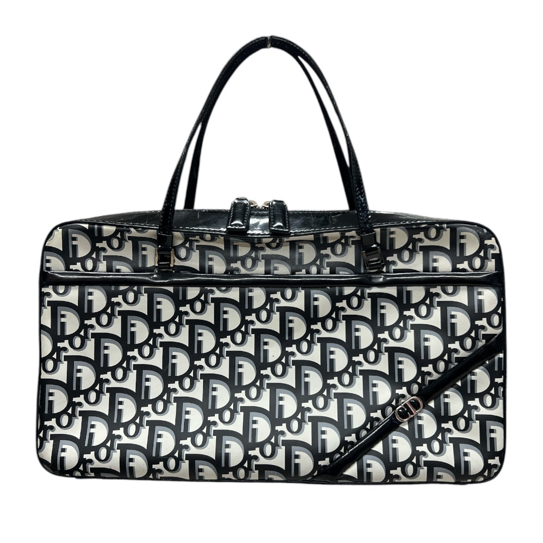 CHRISTIAN DIOR Trotter Boston Bag Black/White Silver Hardware | Authentic Pre-Owned Luxury