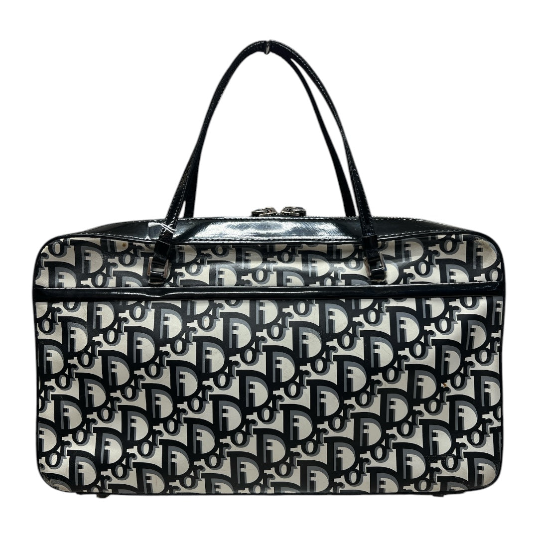 CHRISTIAN DIOR Trotter Boston Bag Black/White Silver Hardware | Authentic Pre-Owned Luxury