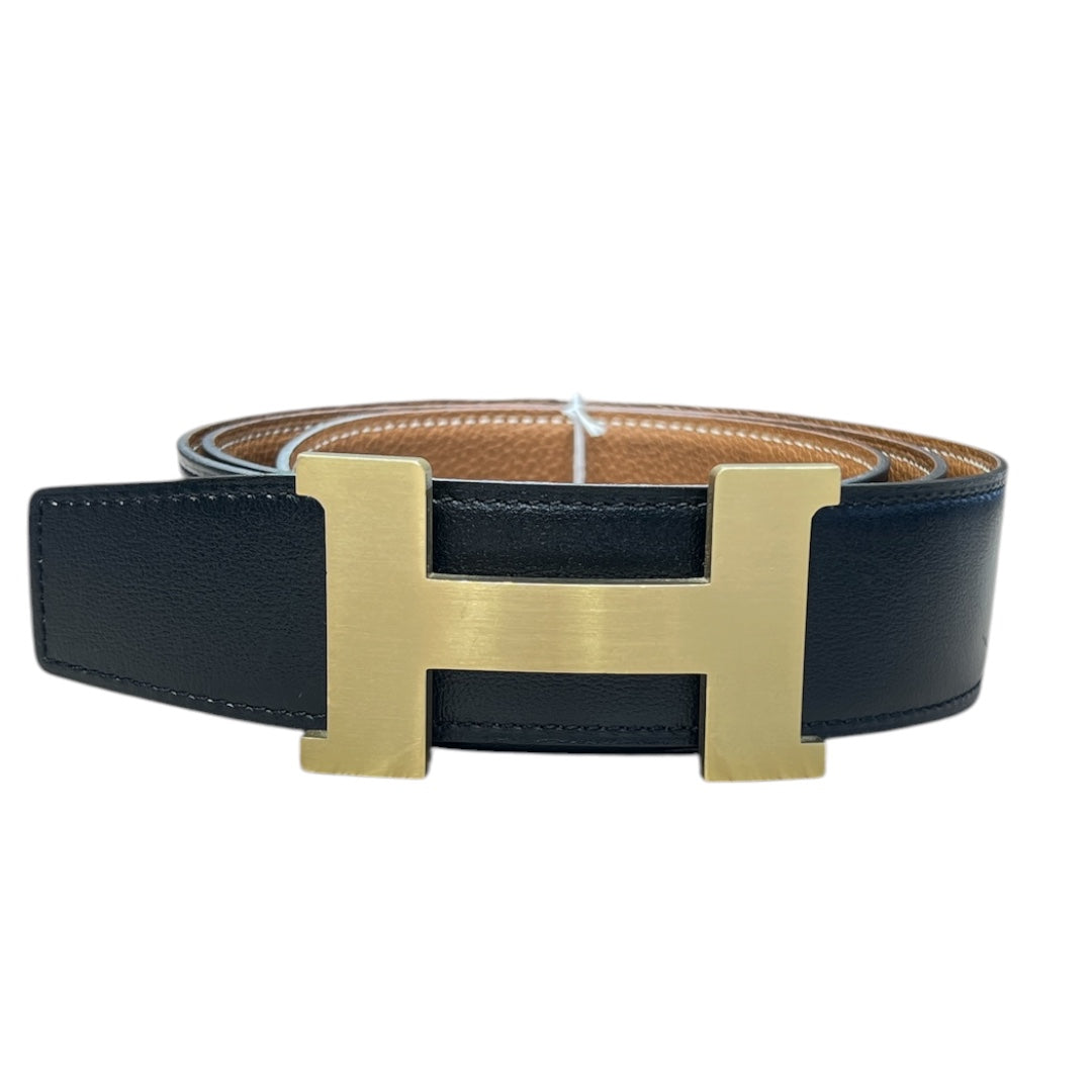 HERMES Leather H Constance Reversible Belt Black/Brown Gold Hardware | Authentic Pre-Owned Luxury