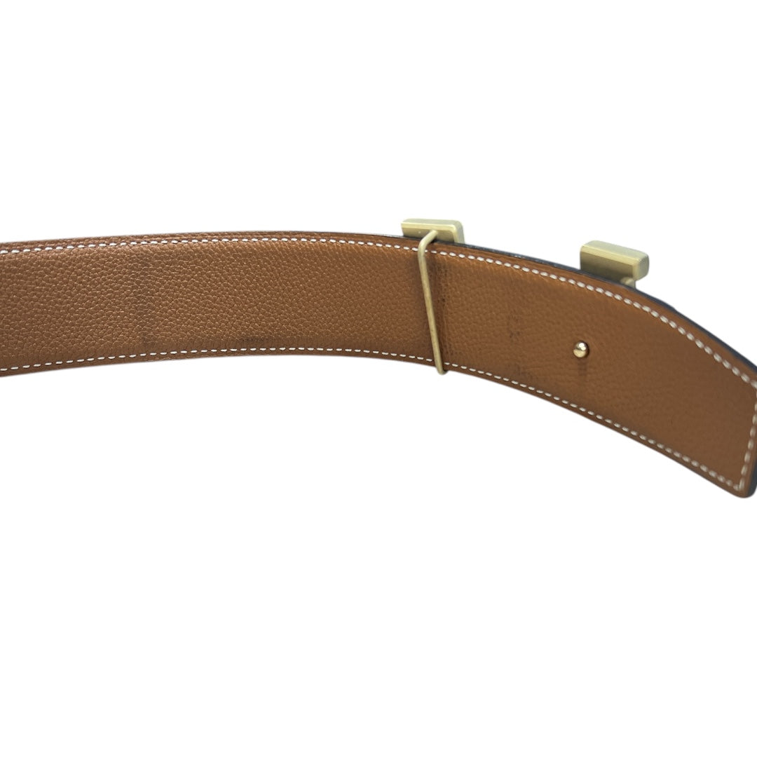 HERMES Leather H Constance Reversible Belt Black/Brown Gold Hardware | Authentic Pre-Owned Luxury