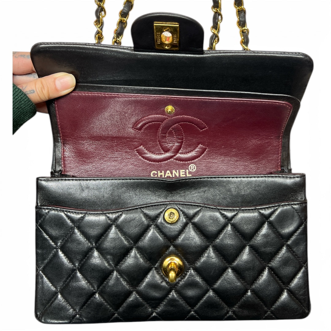 CHANEL Lambskin Classic Double Flap Shoulder Bag Black Gold Hardware | Authentic Pre-Owned Luxury