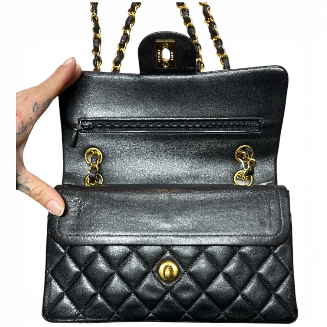 CHANEL Lambskin Classic Double Flap Shoulder Bag Black Gold Hardware | Authentic Pre-Owned Luxury