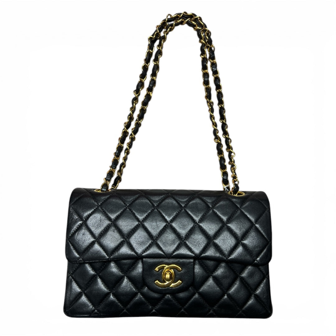 CHANEL Lambskin Classic Double Flap Shoulder Bag Black Gold Hardware | Authentic Pre-Owned Luxury