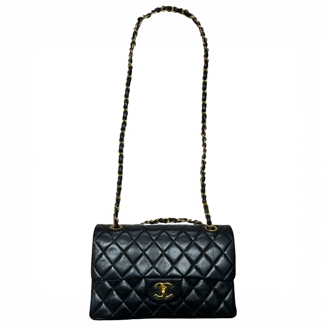 CHANEL Lambskin Classic Double Flap Shoulder Bag Black Gold Hardware | Authentic Pre-Owned Luxury