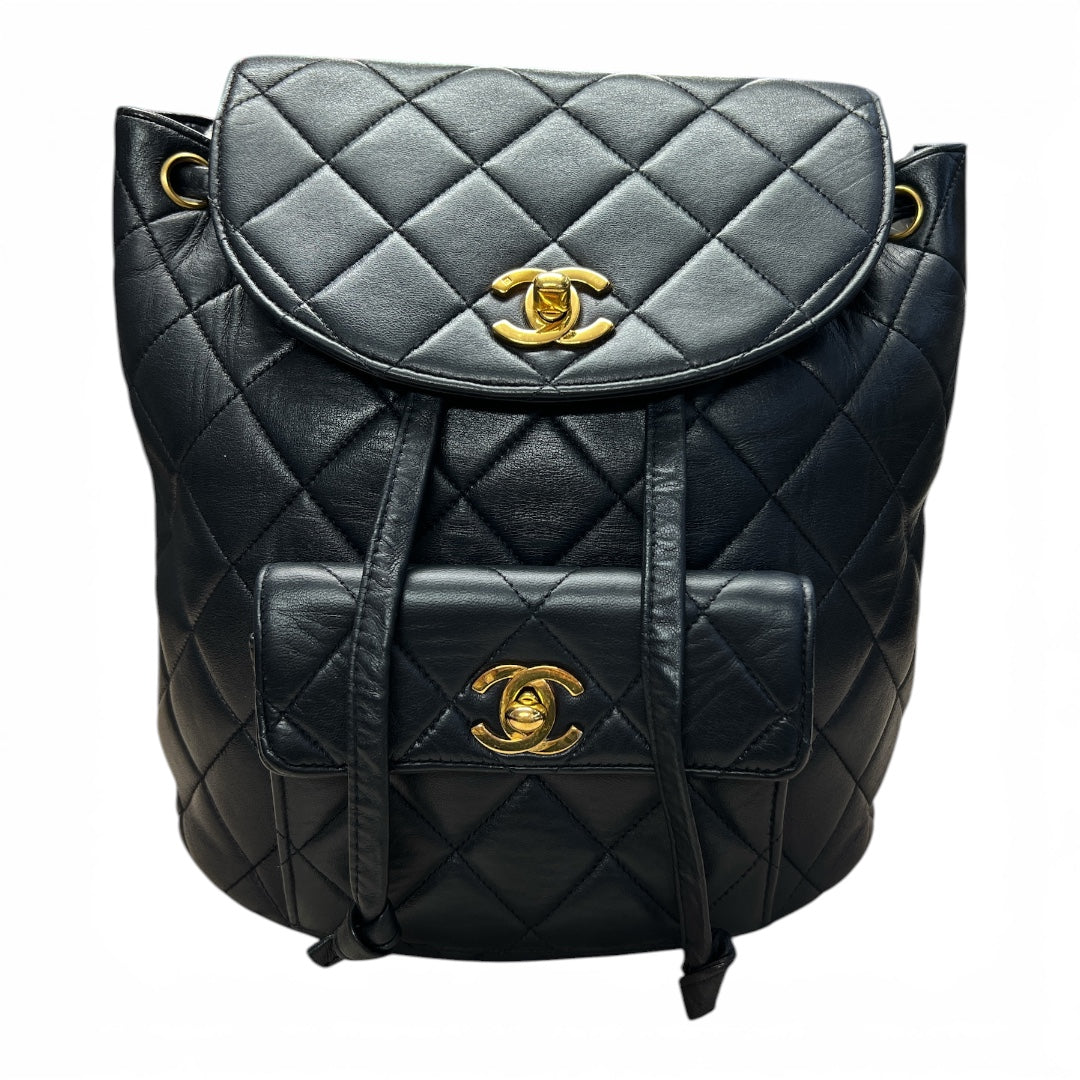 CHANEL Lambskin Quilted Duma Backpack Black Gold Hardware | Authentic Pre-Owned Luxury