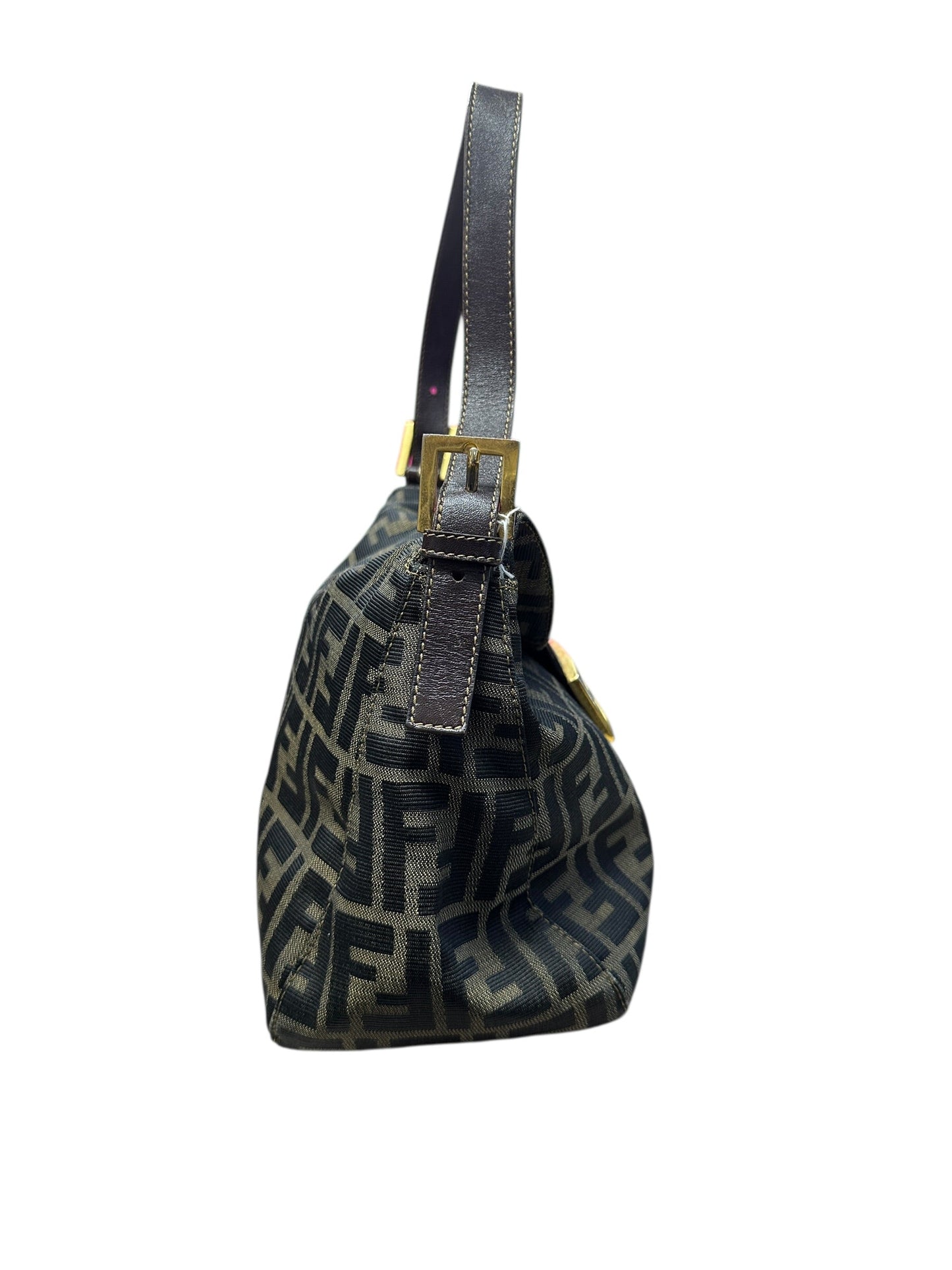 FENDI Zucca Shoulder Bag Brown/Black Gold Hardware | Authentic Pre-Owned Luxury