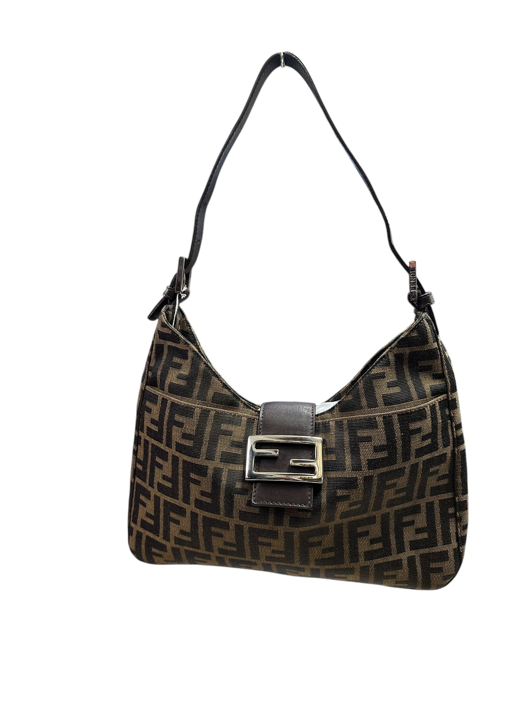 FENDI Zucca Croissant Shoulder Bag Brown Silver Hardware | Authentic Pre-Owned Luxury
