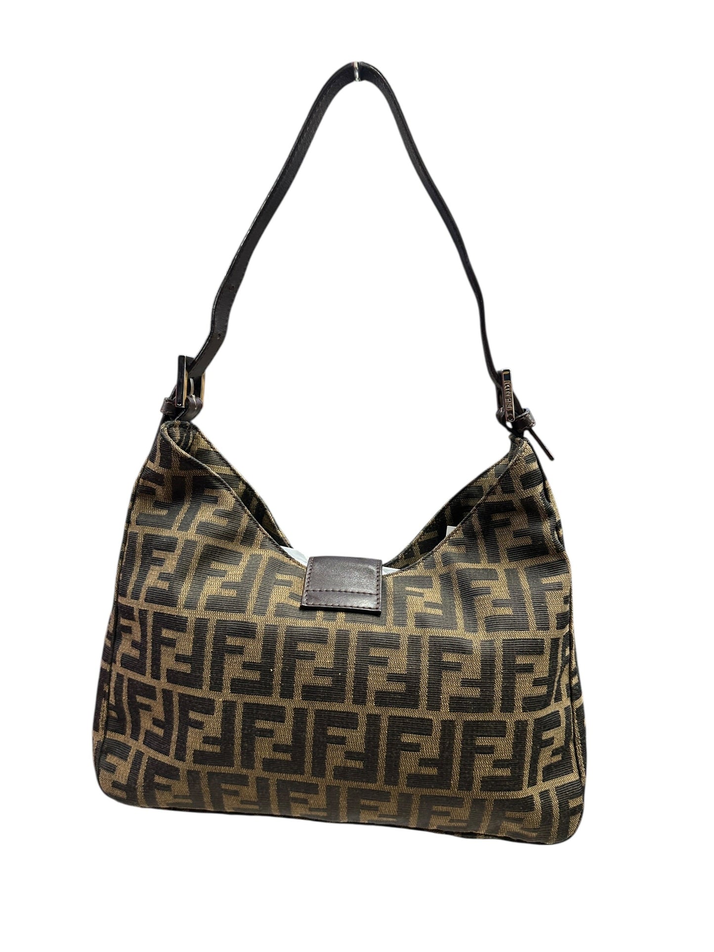 FENDI Zucca Croissant Shoulder Bag Brown Silver Hardware | Authentic Pre-Owned Luxury