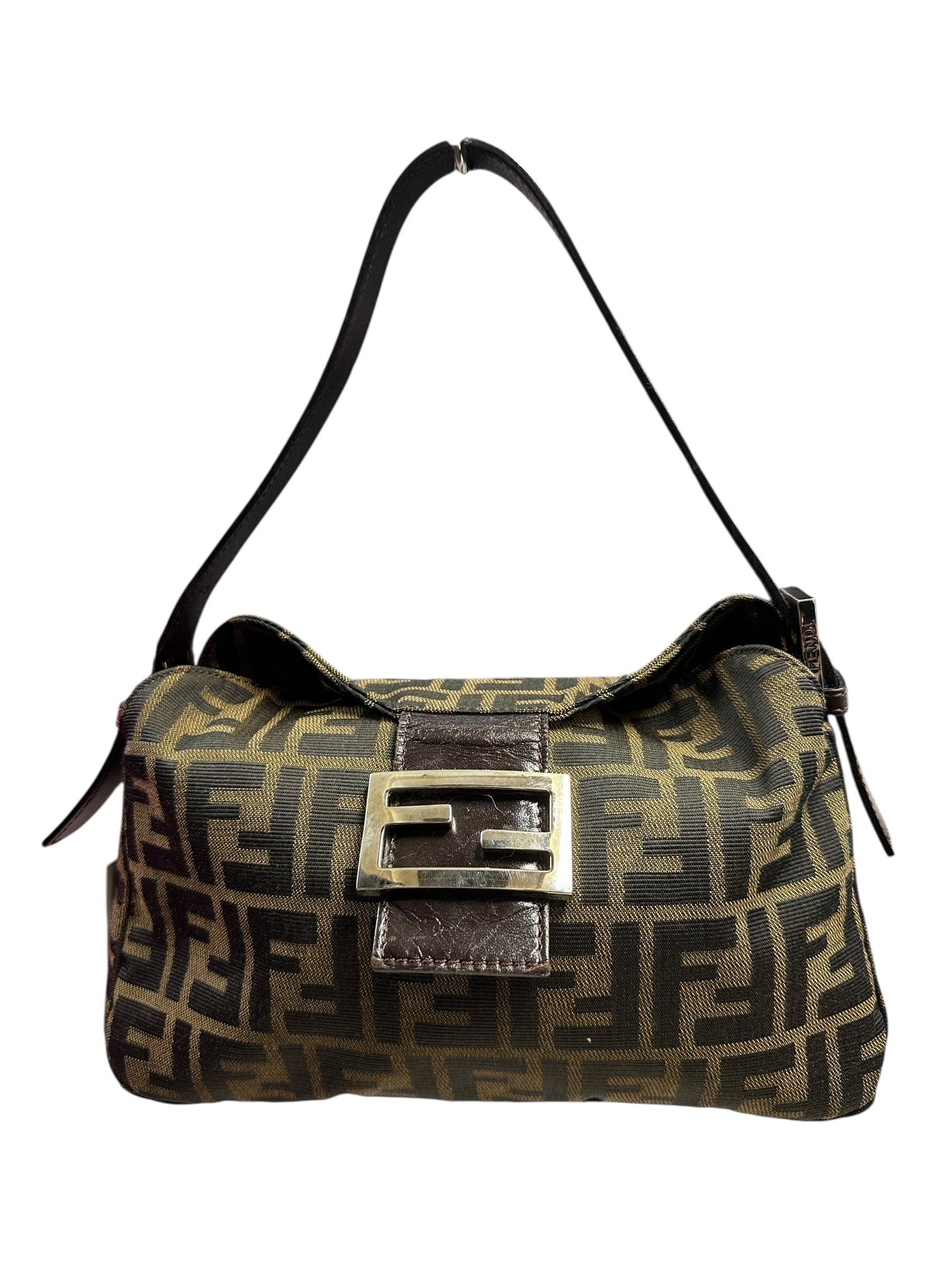 FENDI Zucca Shoulder Bag Brown/Black Silver Hardware | Authentic Pre-Owned Luxury