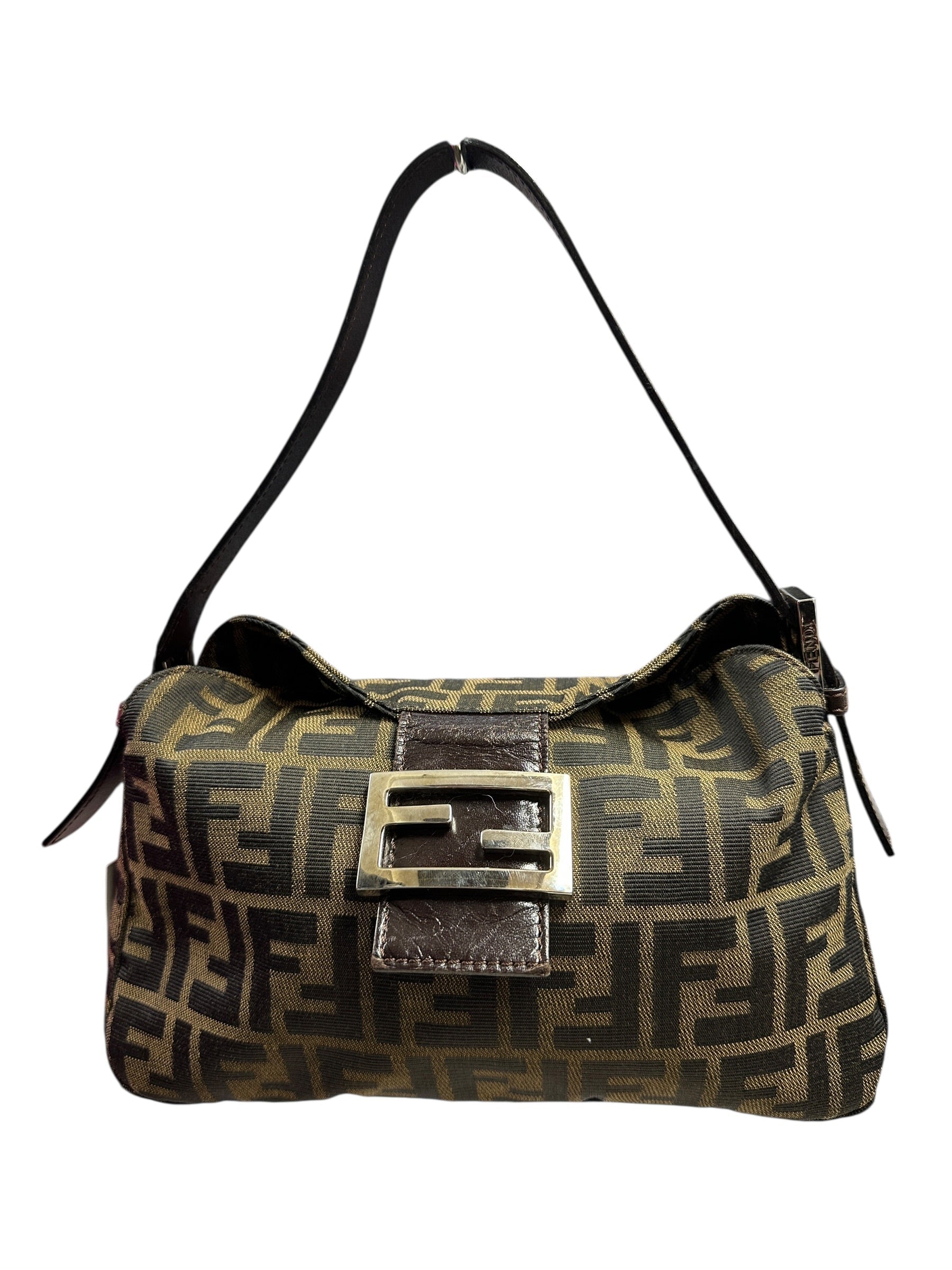 FENDI Zucca Shoulder Bag Brown/Black Silver Hardware | Authentic Pre-Owned Luxury