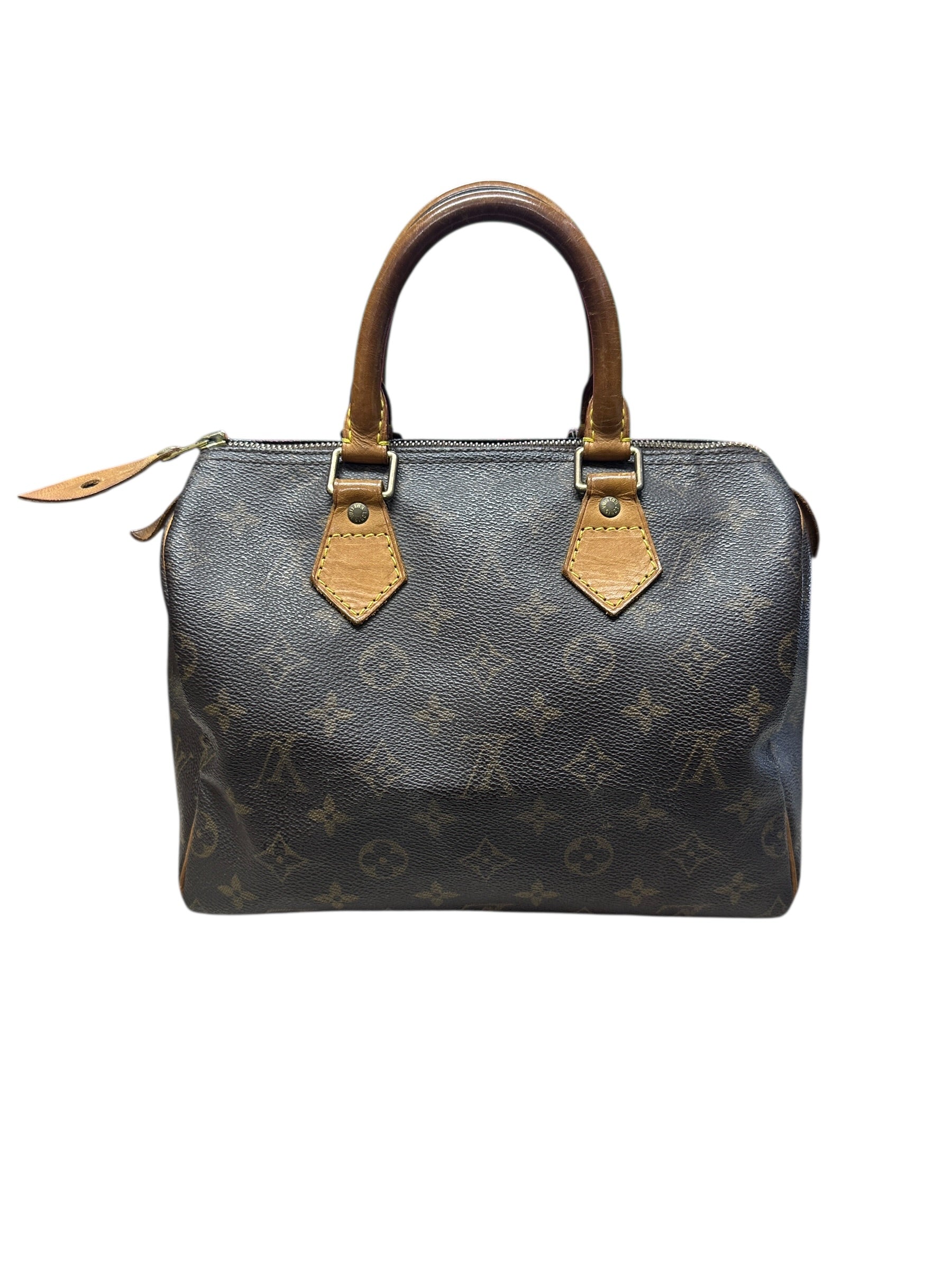 LOUIS VUITTON Monogram Speedy 25 Handbag Brown Gold Hardware | Authentic Pre-Owned Luxury