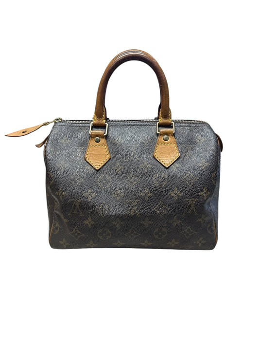 LOUIS VUITTON Monogram Speedy 25 Handbag Brown Gold Hardware | Authentic Pre-Owned Luxury