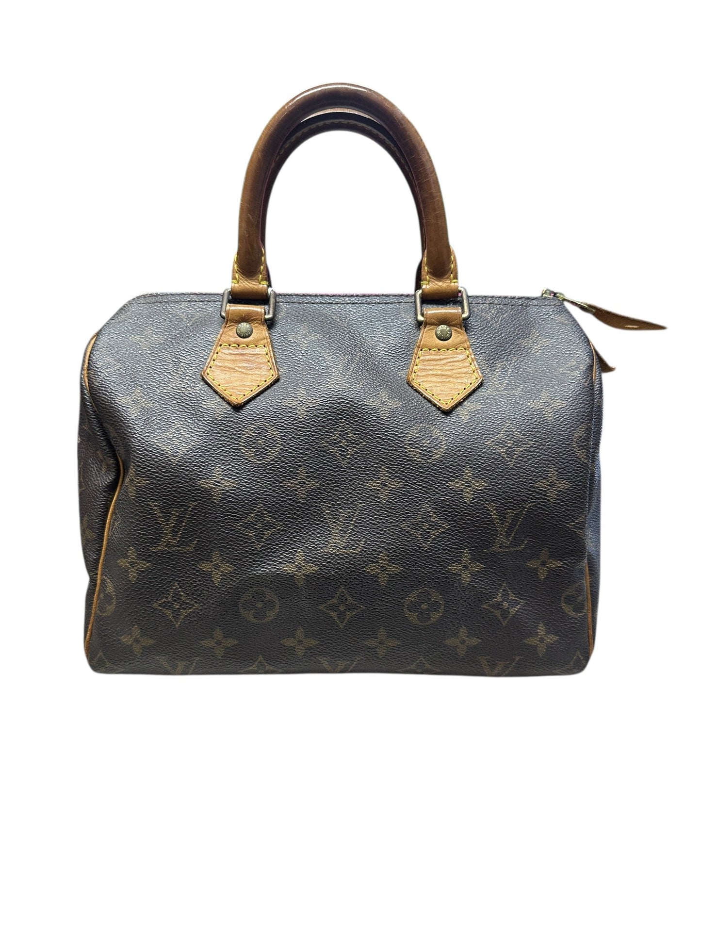 LOUIS VUITTON Monogram Speedy 25 Handbag Brown Gold Hardware | Authentic Pre-Owned Luxury