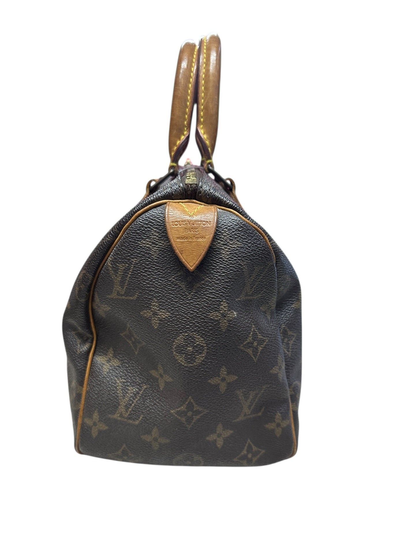 LOUIS VUITTON Monogram Speedy 25 Handbag Brown Gold Hardware | Authentic Pre-Owned Luxury
