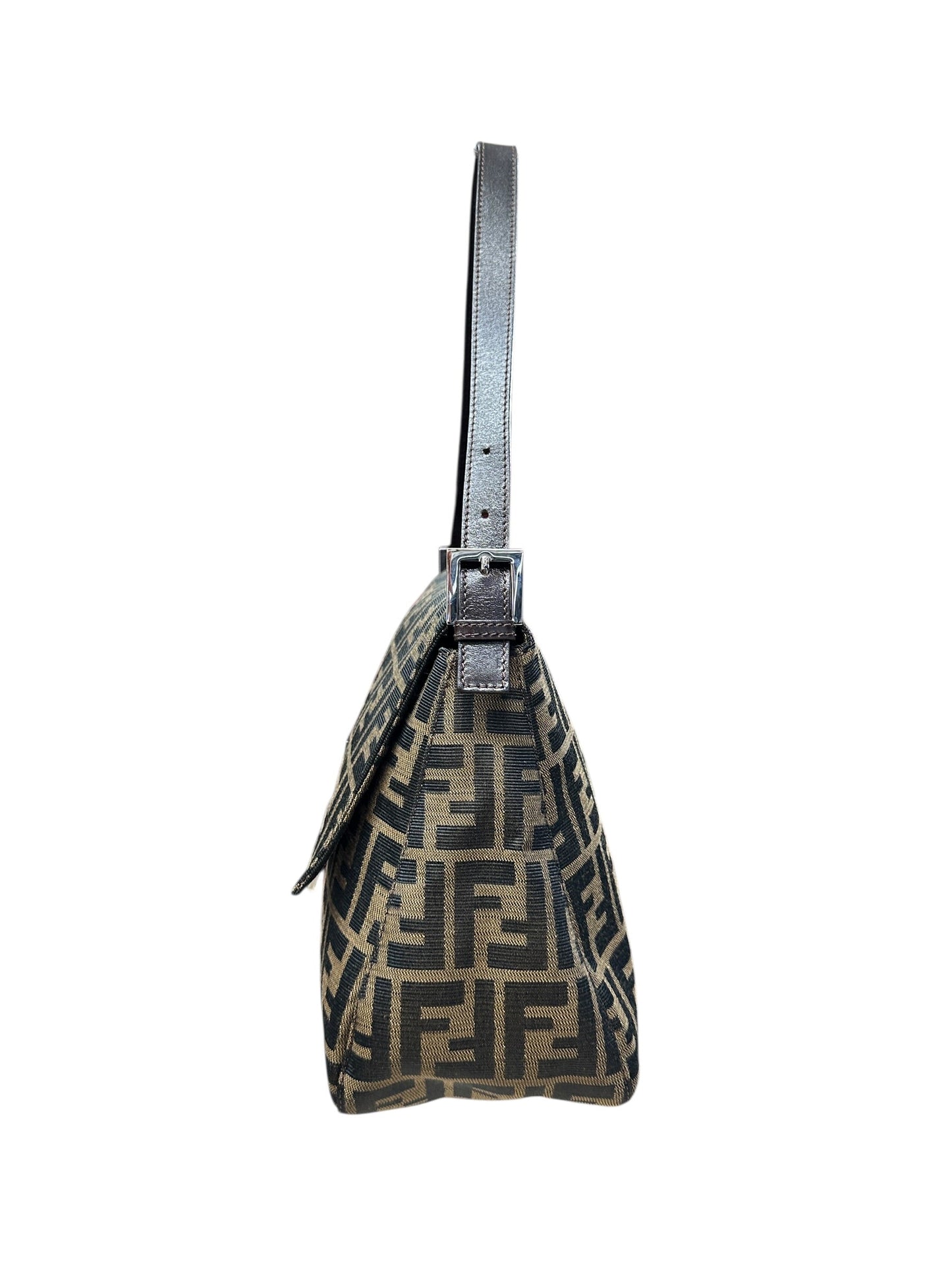 FENDI Zucca Mama Baguette Shoulder Bag Brown Silver Hardware | Authentic Pre-Owned Luxury