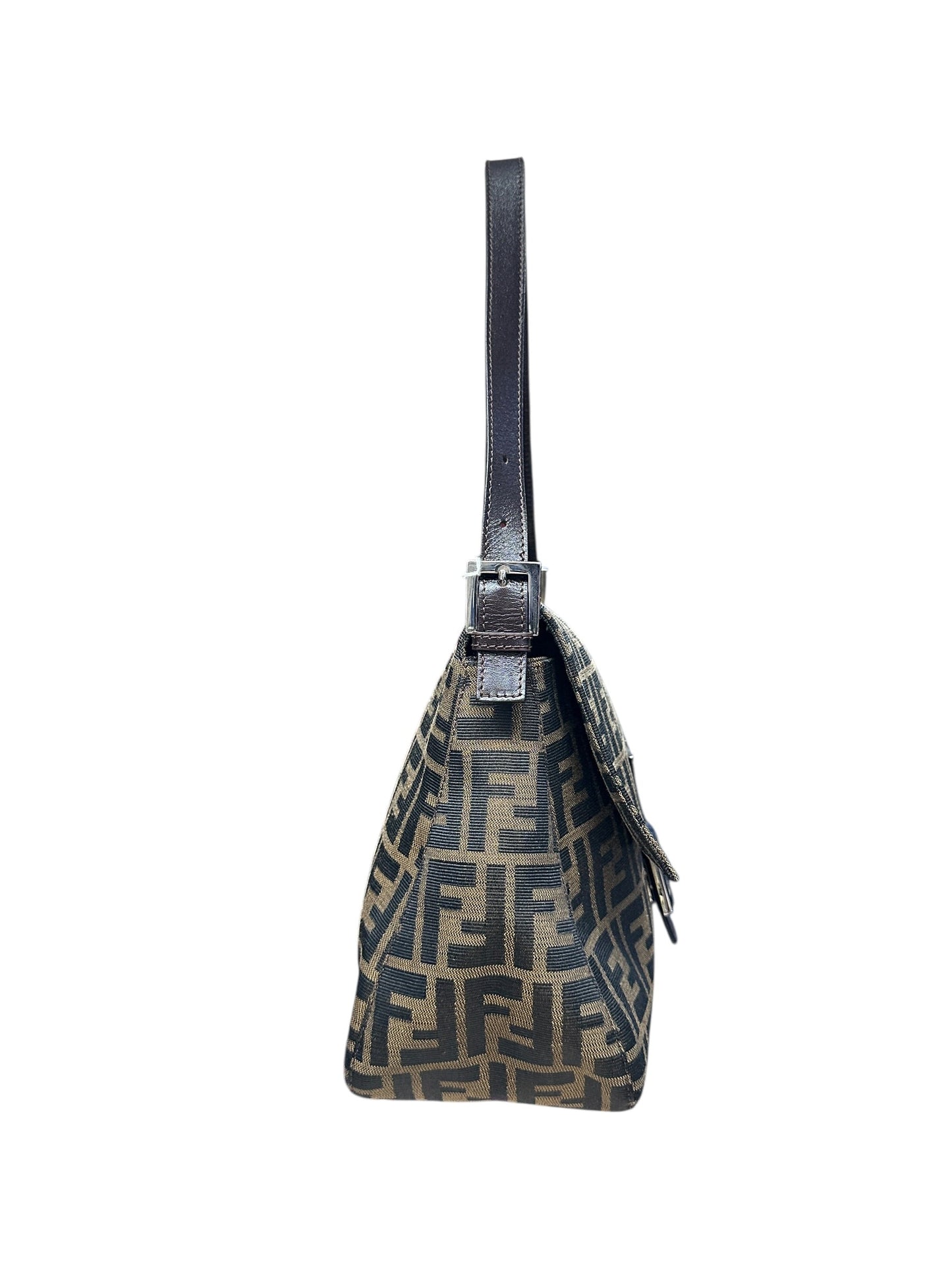 FENDI Zucca Mama Baguette Shoulder Bag Brown Silver Hardware | Authentic Pre-Owned Luxury