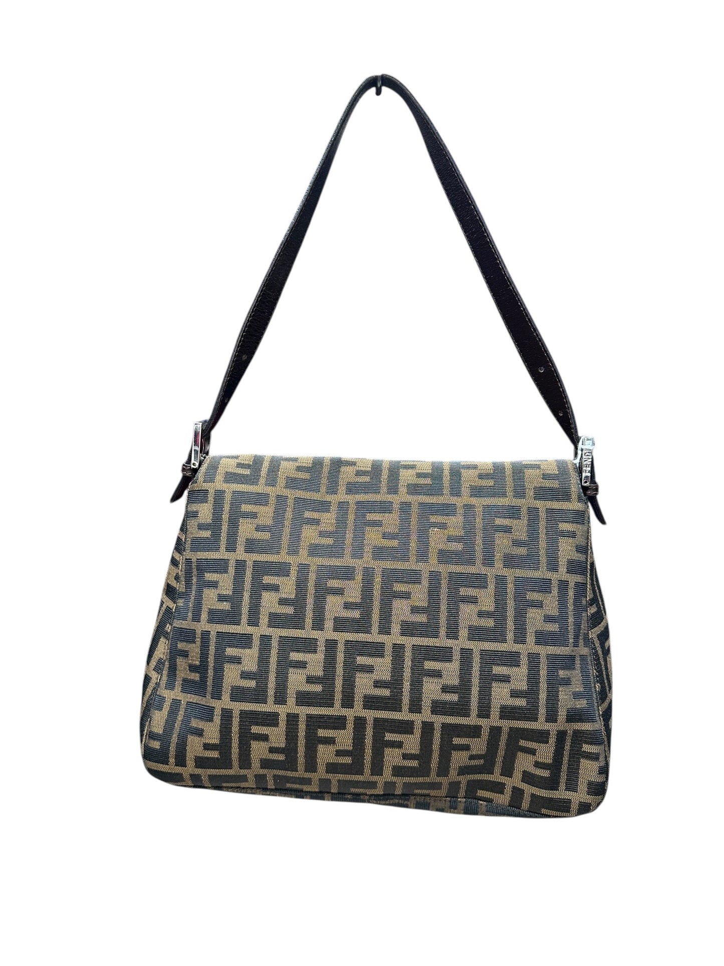 FENDI Zucca Mama Baguette Shoulder Bag Brown Silver Hardware | Authentic Pre-Owned Luxury