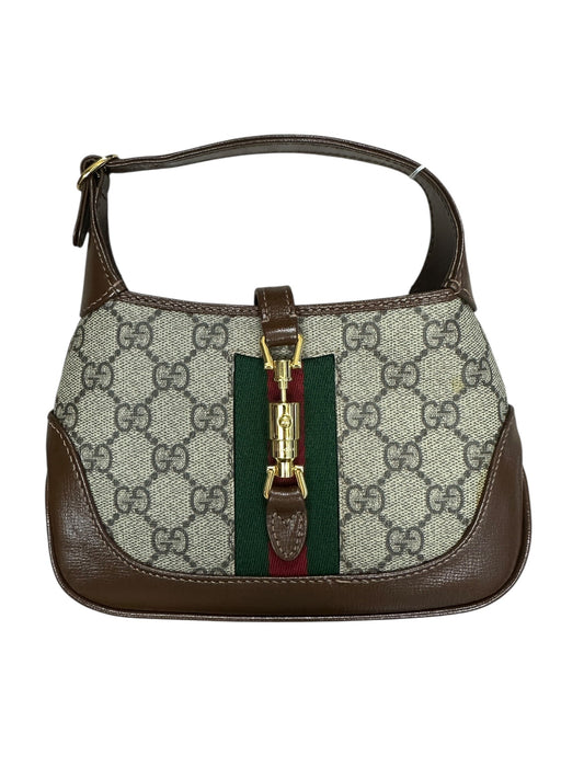 GUCCI GG Supreme Jackie 1961 Mini Hobo Bag Beige/Brown Gold Hardware | Authentic Pre-Owned Luxury