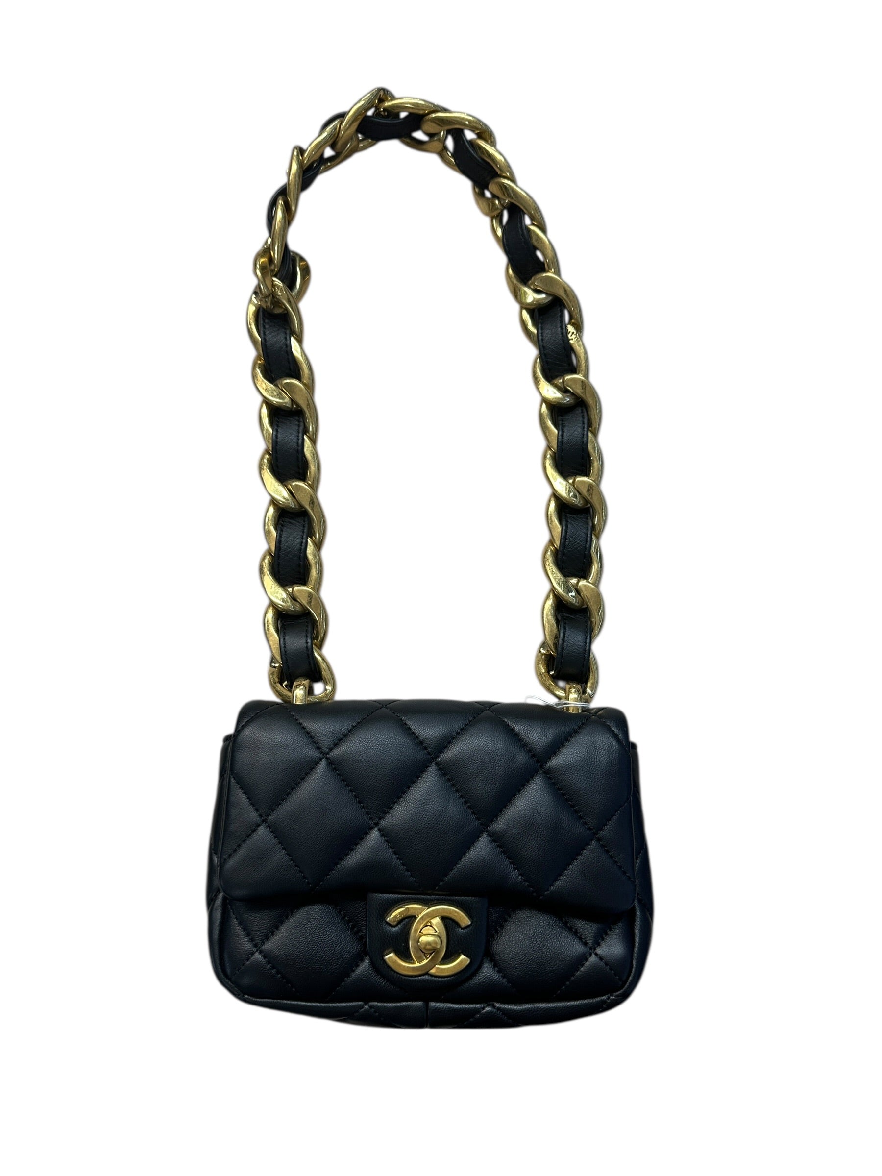 CHANEL Lambskin Quilted Mini Flap Bag Black Gold Hardware | Authentic Pre-Owned Luxury