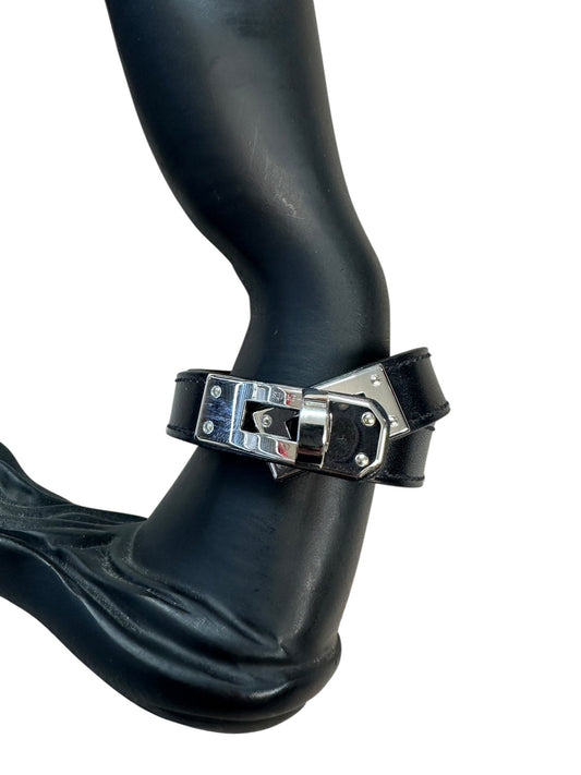 HERMES Leather Kelly Double Tour Bracelet Black Silver Hardware | Authentic Pre-Owned Luxury