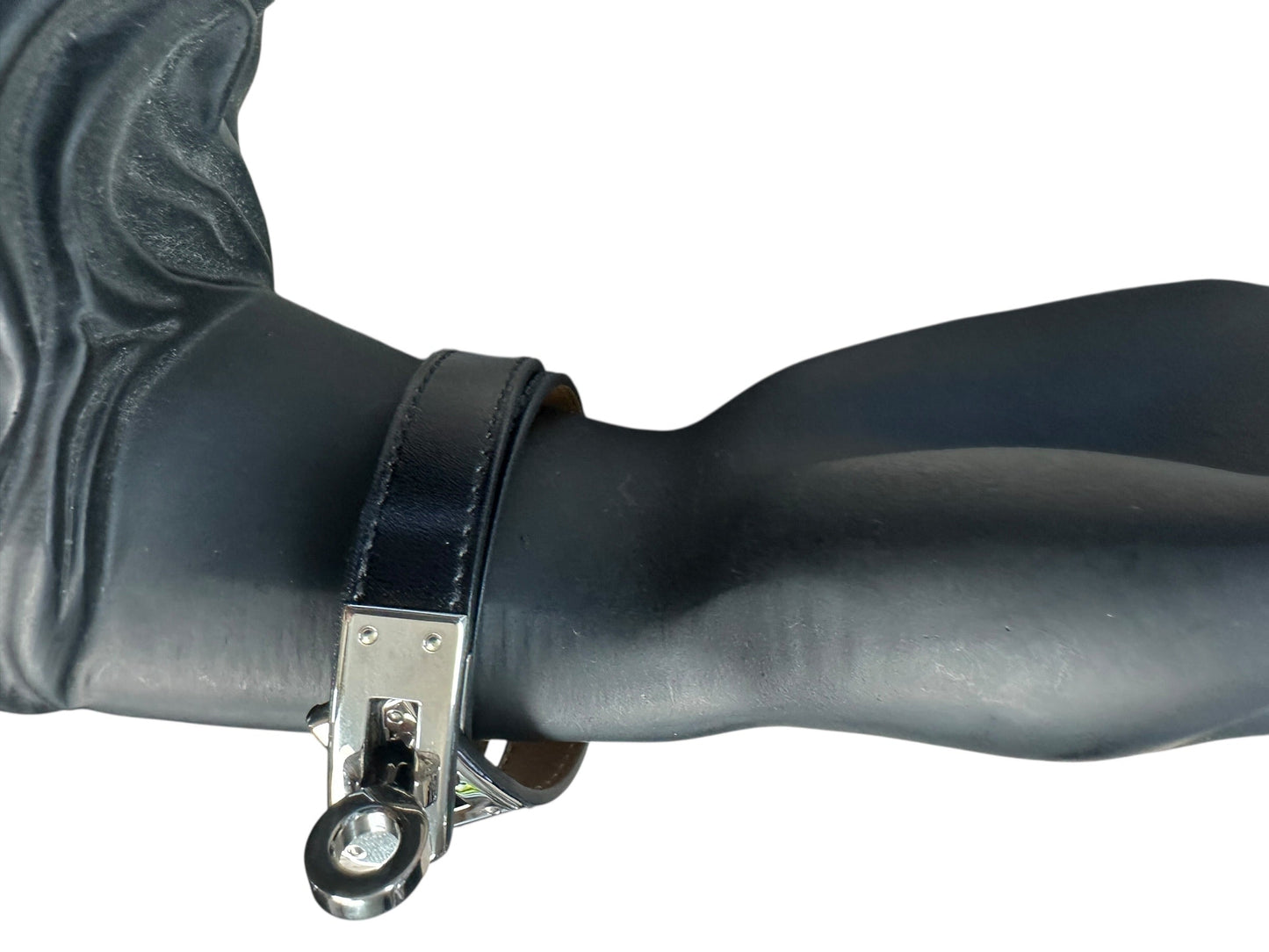 HERMES Leather Kelly Double Tour Bracelet Black Silver Hardware | Authentic Pre-Owned Luxury