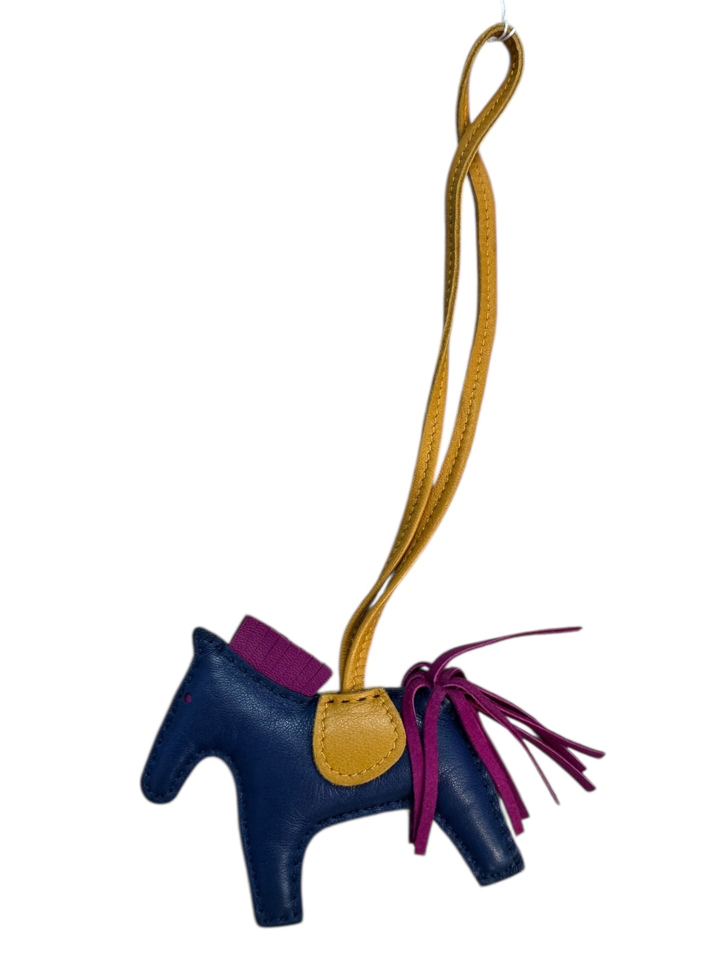 HERMES Leather Rodeo PM Bag Charm Navy/Yellow/Purple | Authentic Pre-Owned Luxury