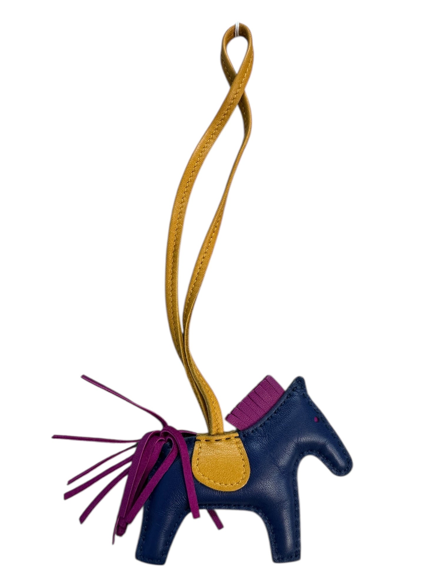 HERMES Leather Rodeo PM Bag Charm Navy/Yellow/Purple | Authentic Pre-Owned Luxury