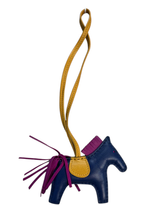 HERMES Leather Rodeo PM Bag Charm Navy/Yellow/Purple | Authentic Pre-Owned Luxury