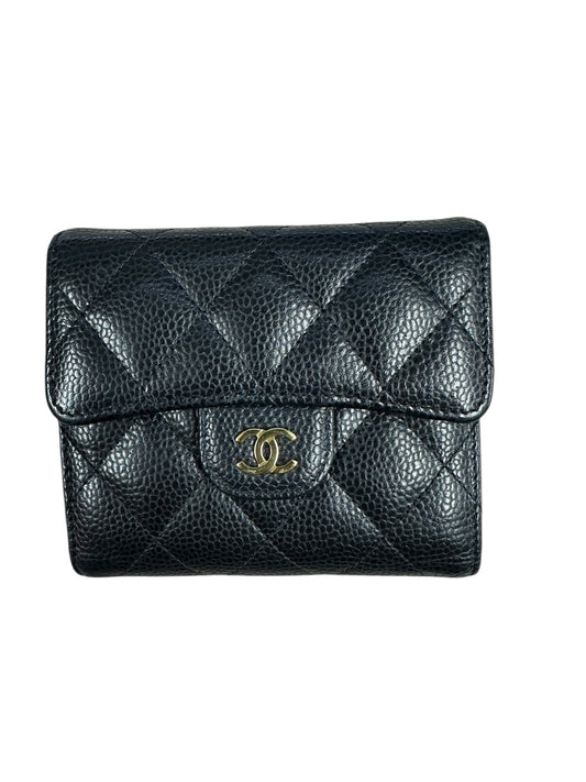 CHANEL Caviar Quilted Compact Wallet Black Gold Hardware | Authentic Pre-Owned Luxury