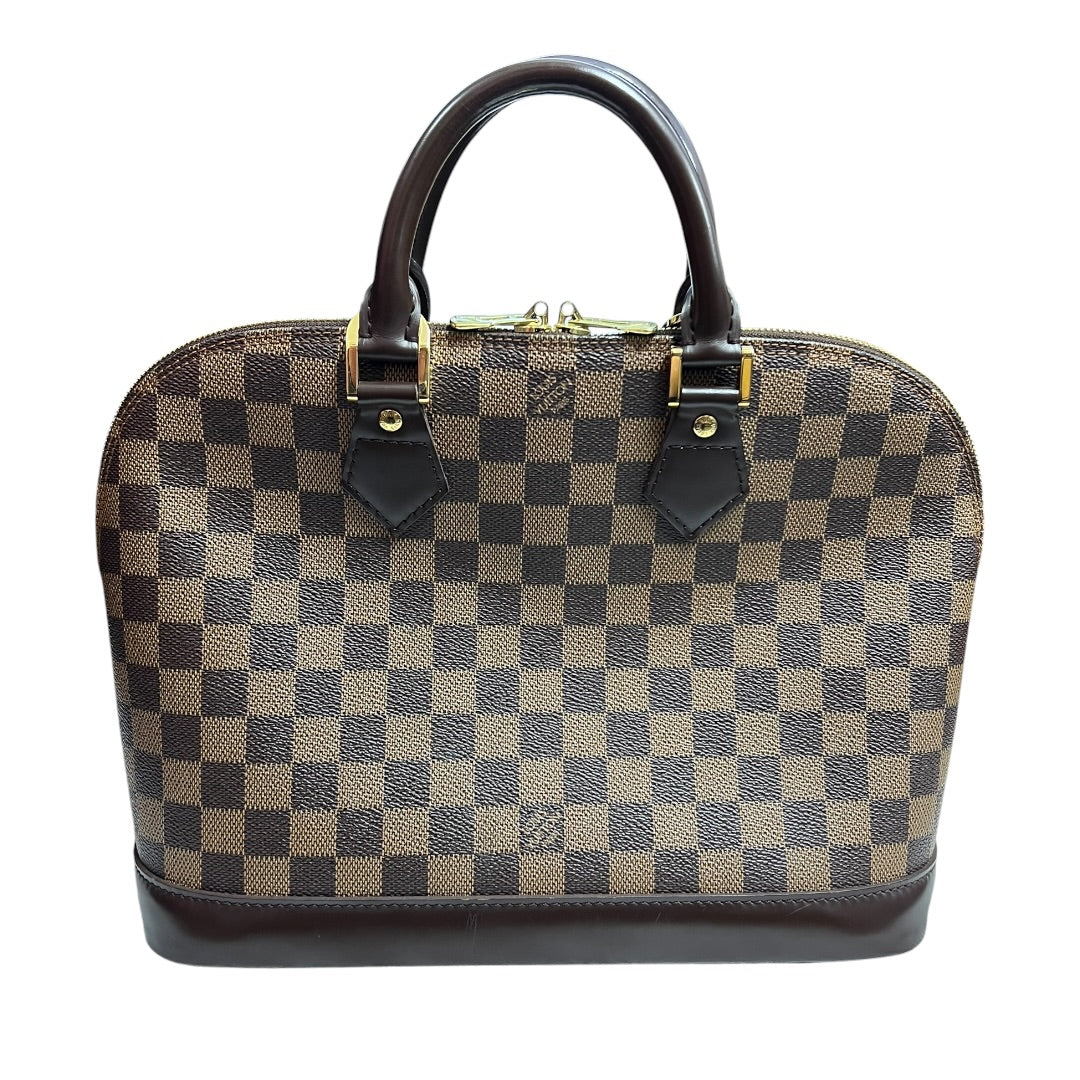 LOUIS VUITTON Damier Ebene Alma PM Handbag Brown Gold Hardware | Authentic Pre-Owned Luxury