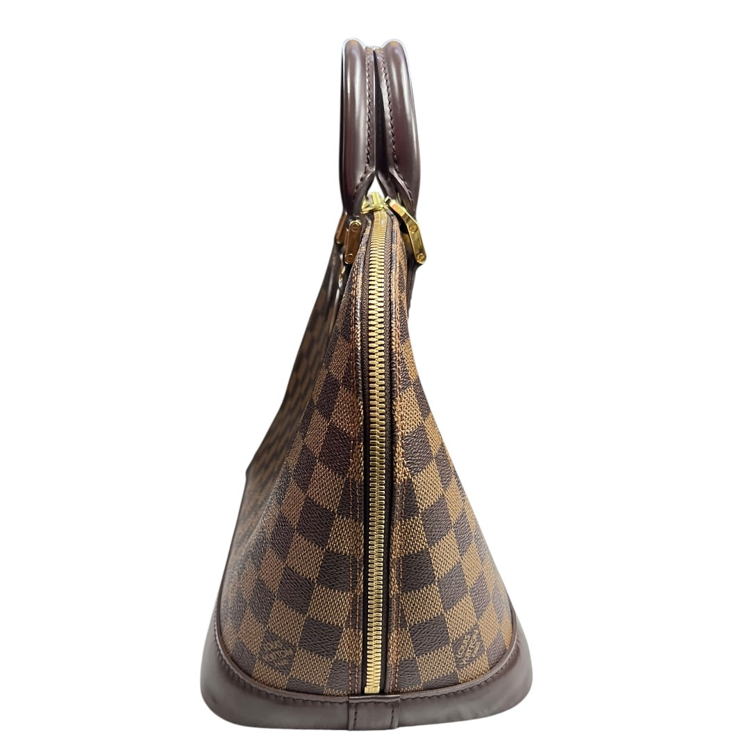 LOUIS VUITTON Damier Ebene Alma PM Handbag Brown Gold Hardware | Authentic Pre-Owned Luxury