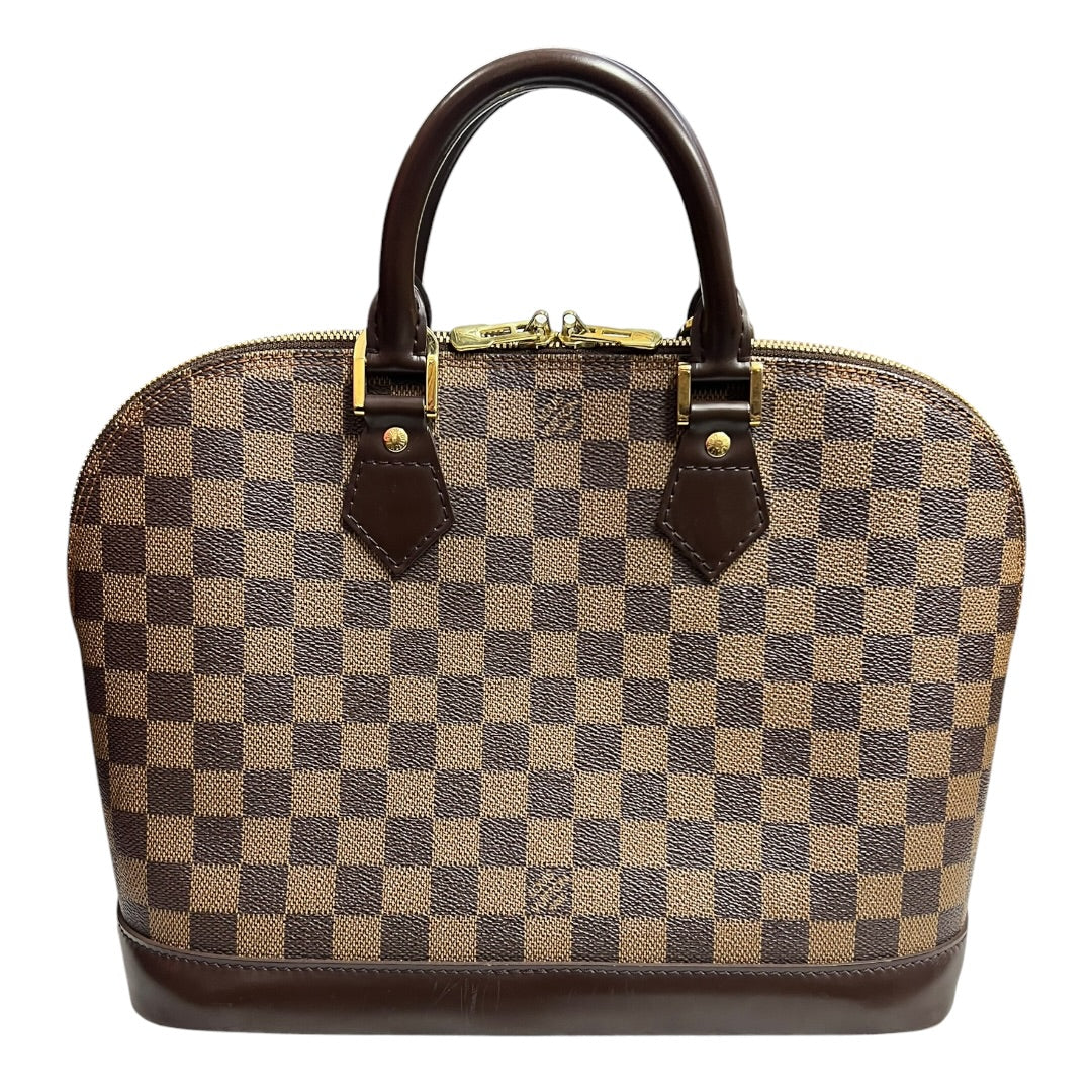 LOUIS VUITTON Damier Ebene Alma PM Handbag Brown Gold Hardware | Authentic Pre-Owned Luxury