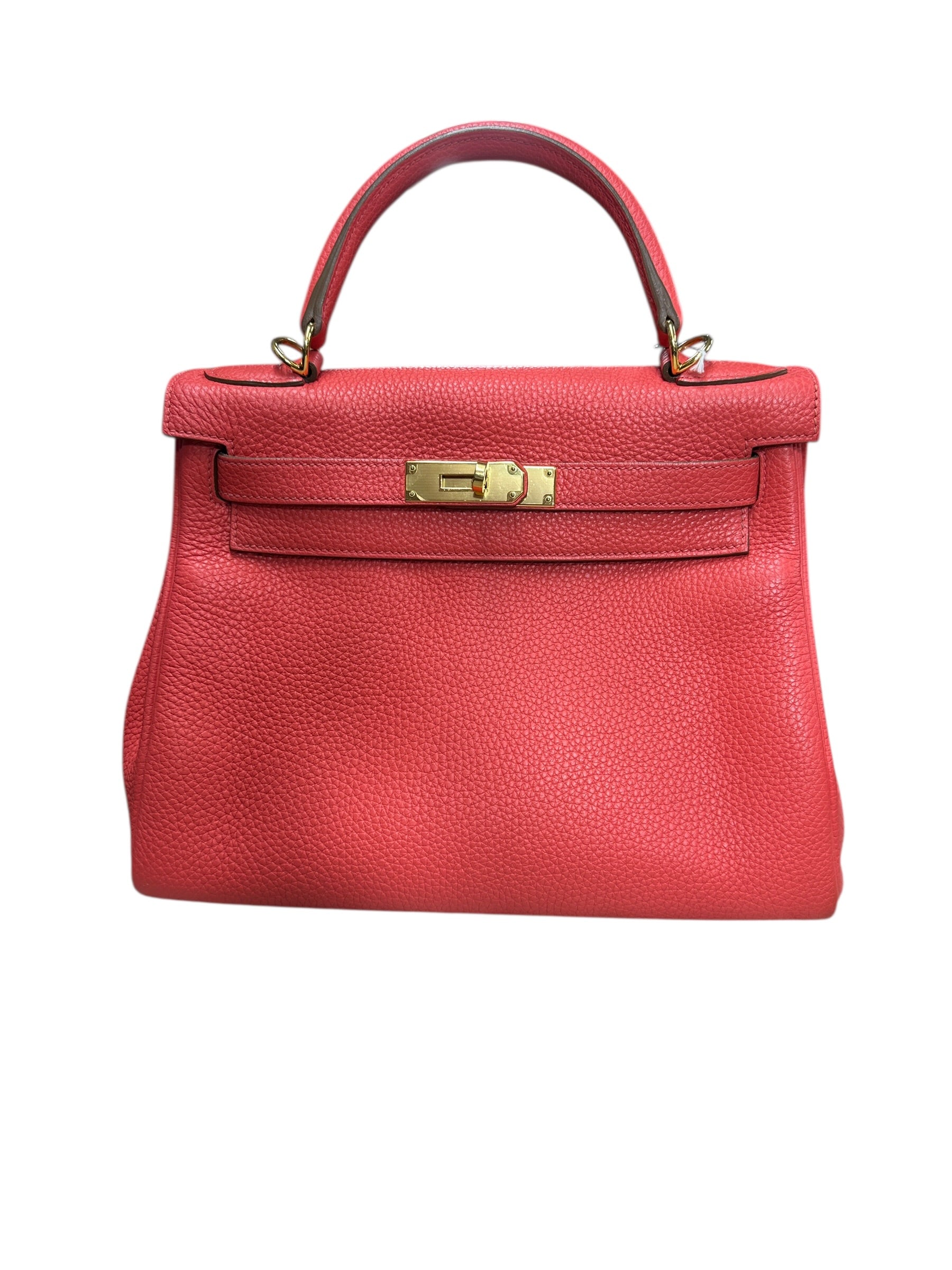 HERMES Togo Leather Kelly Handbag Red Gold Hardware | Authentic Pre-Owned Luxury
