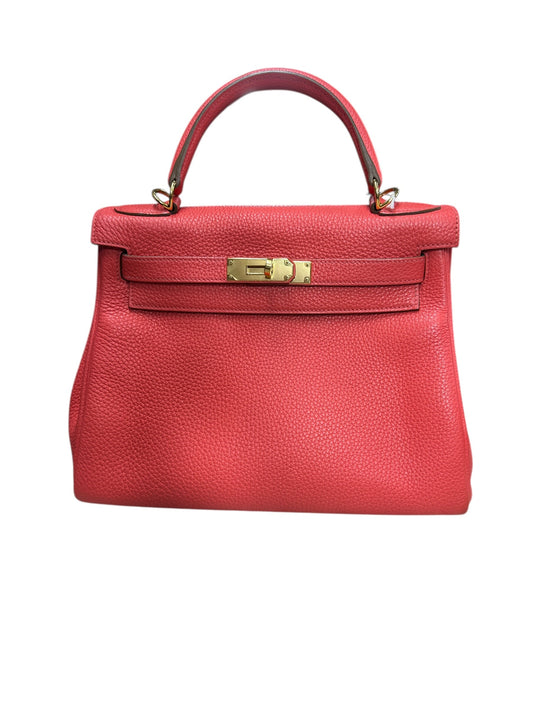 HERMES Togo Leather Kelly Handbag Red Gold Hardware | Authentic Pre-Owned Luxury