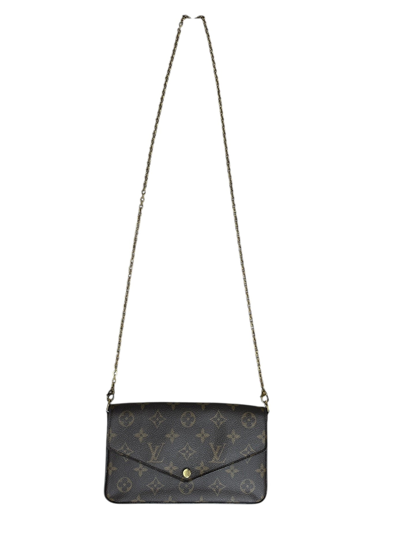 LOUIS VUITTON Monogram Felicie Pochette Crossbody Bag Brown Gold Hardware | Authentic Pre-Owned Luxury