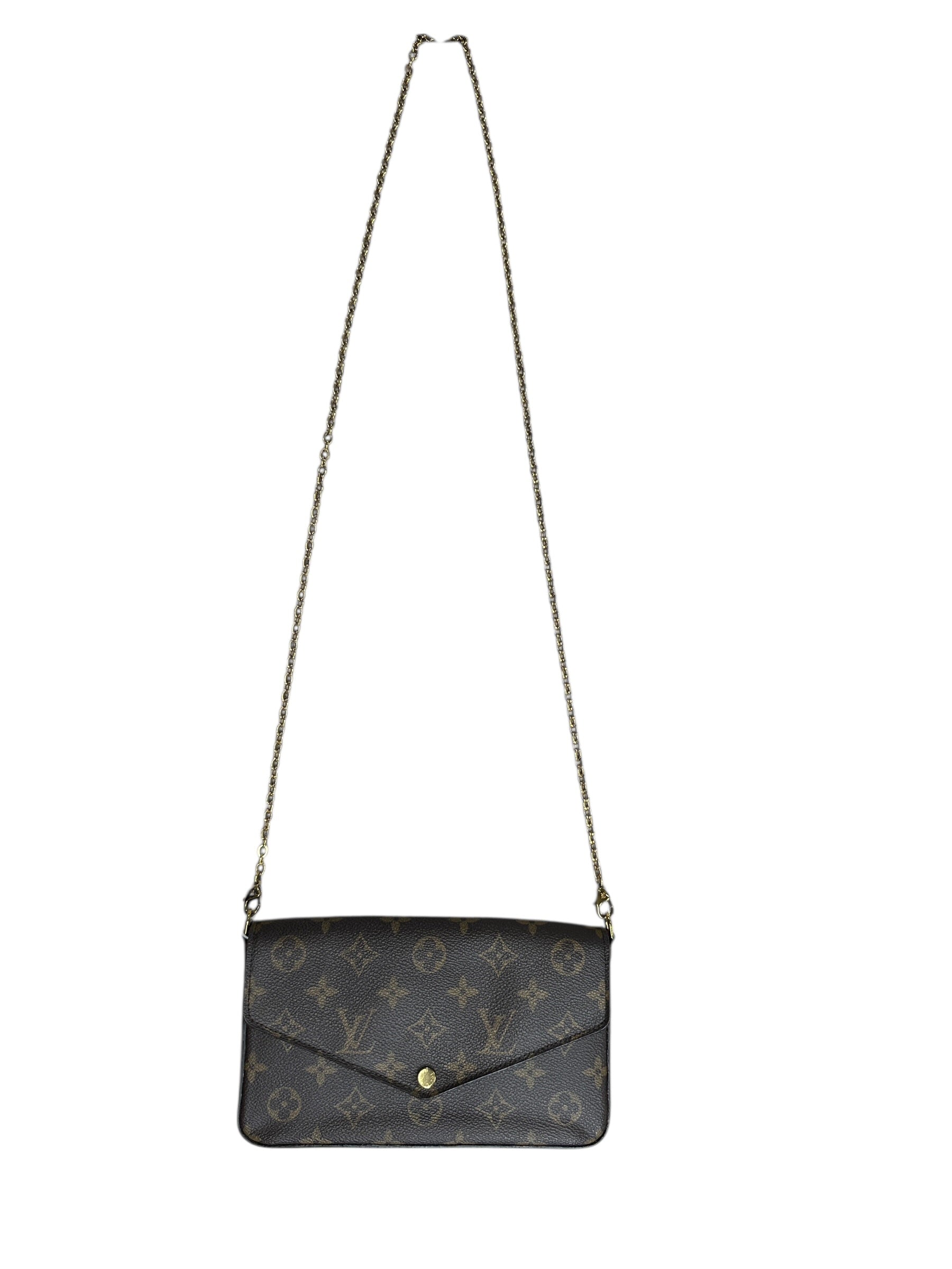 LOUIS VUITTON Monogram Felicie Pochette Crossbody Bag Brown Gold Hardware | Authentic Pre-Owned Luxury