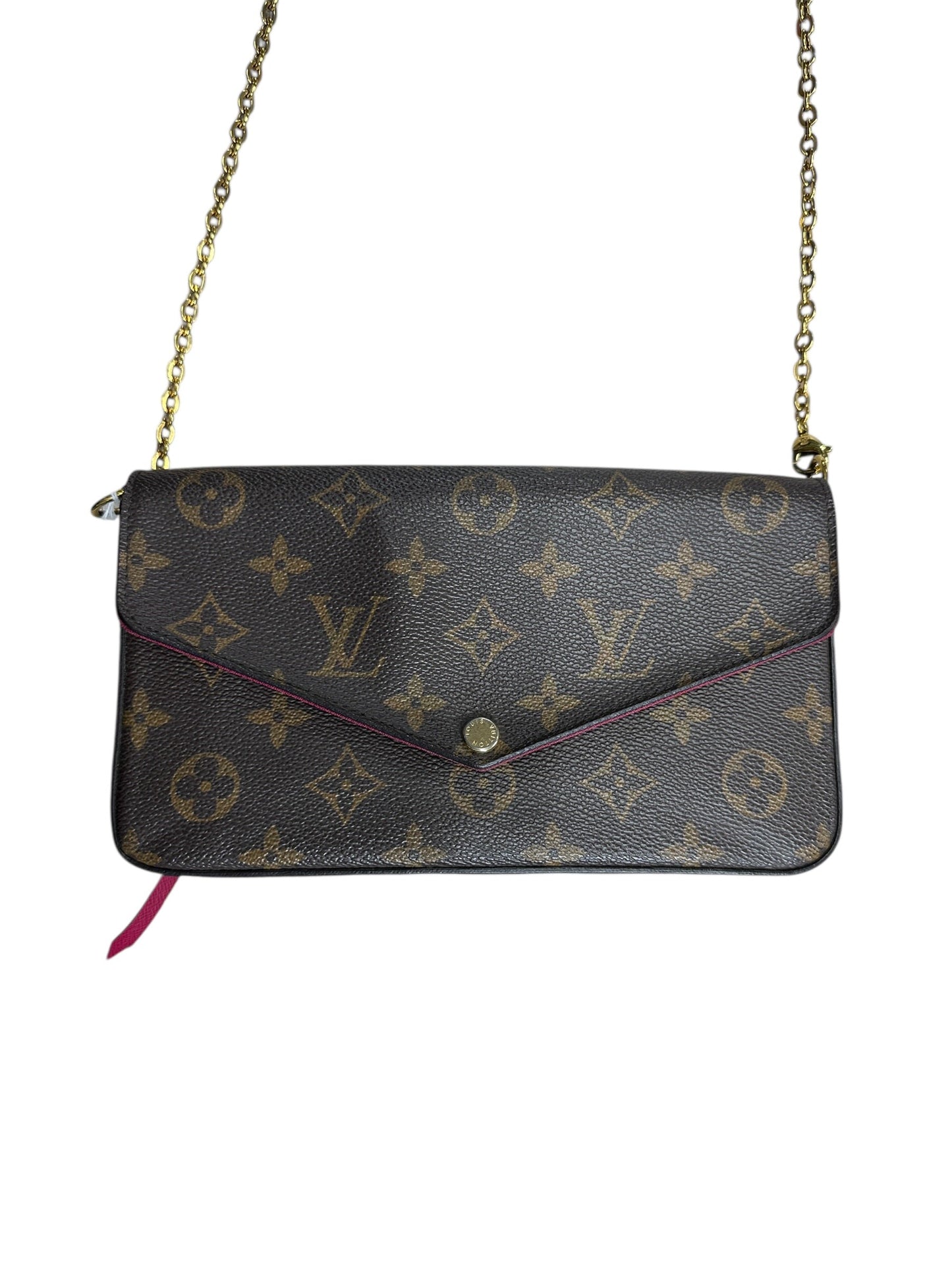 LOUIS VUITTON Monogram Felicie Pochette Crossbody Bag Brown/Fuchsia Gold Hardware | Authentic Pre-Owned Luxury