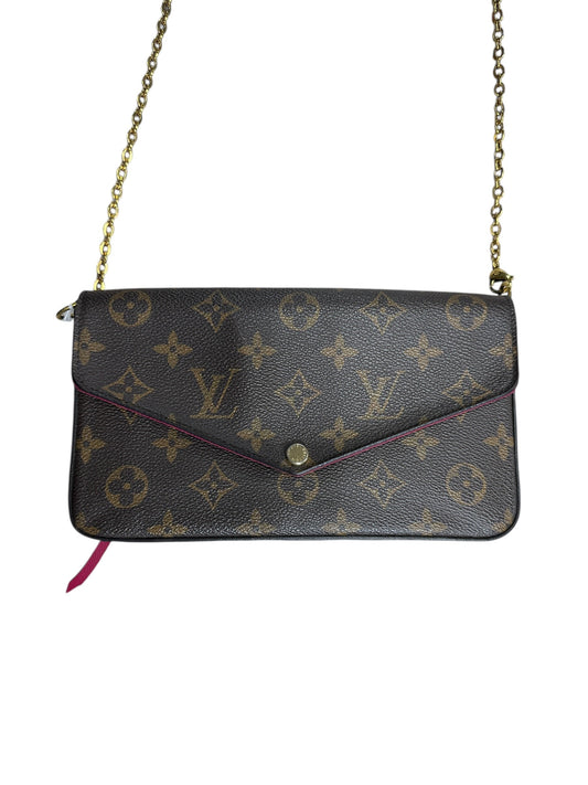 LOUIS VUITTON Monogram Felicie Pochette Crossbody Bag Brown/Fuchsia Gold Hardware | Authentic Pre-Owned Luxury