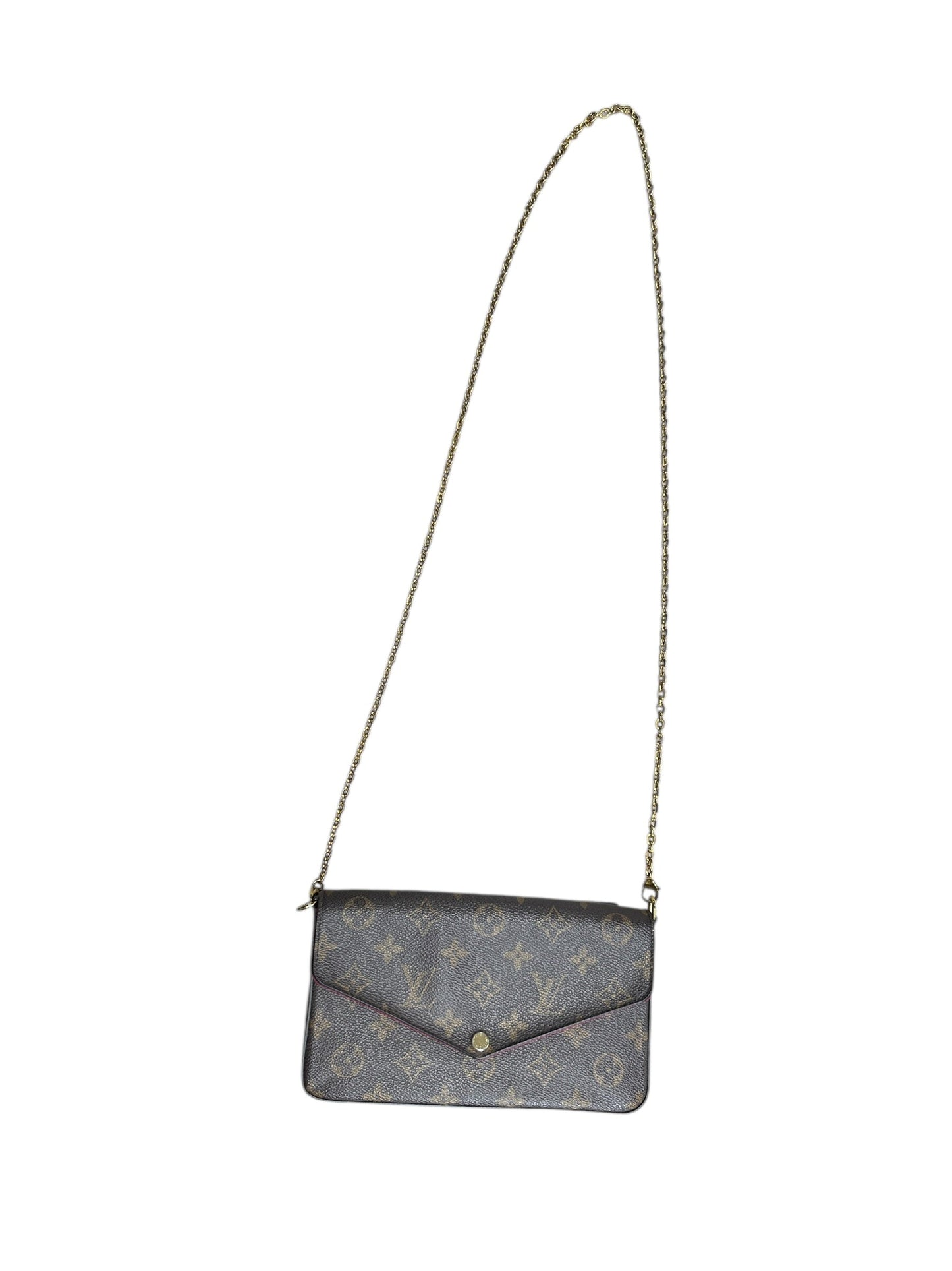 LOUIS VUITTON Monogram Felicie Pochette Crossbody Bag Brown/Fuchsia Gold Hardware | Authentic Pre-Owned Luxury