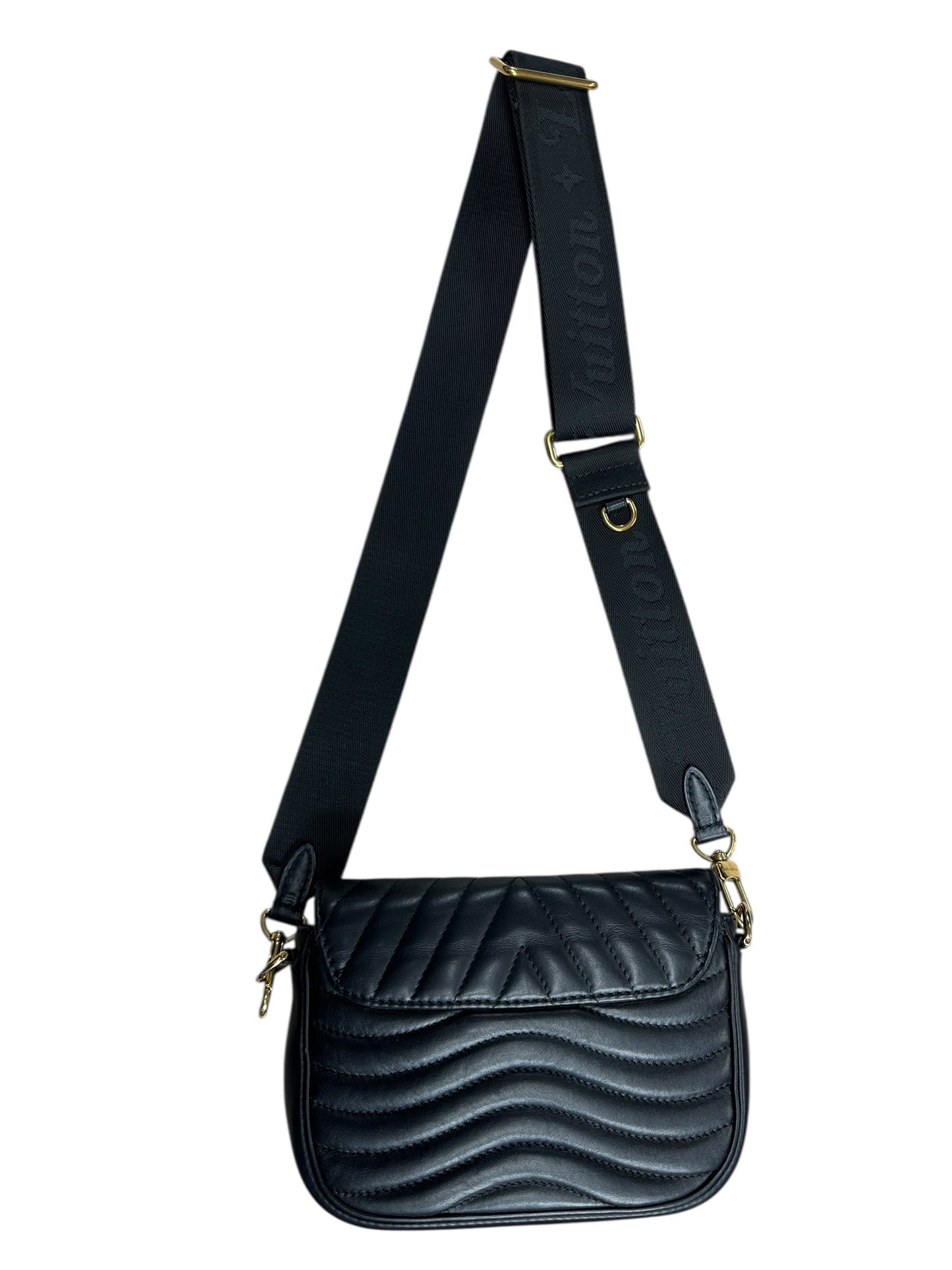 LOUIS VUITTON Quilted Leather New Wave Crossbody Bag Black Gold Hardware | Authentic Pre-Owned Luxury