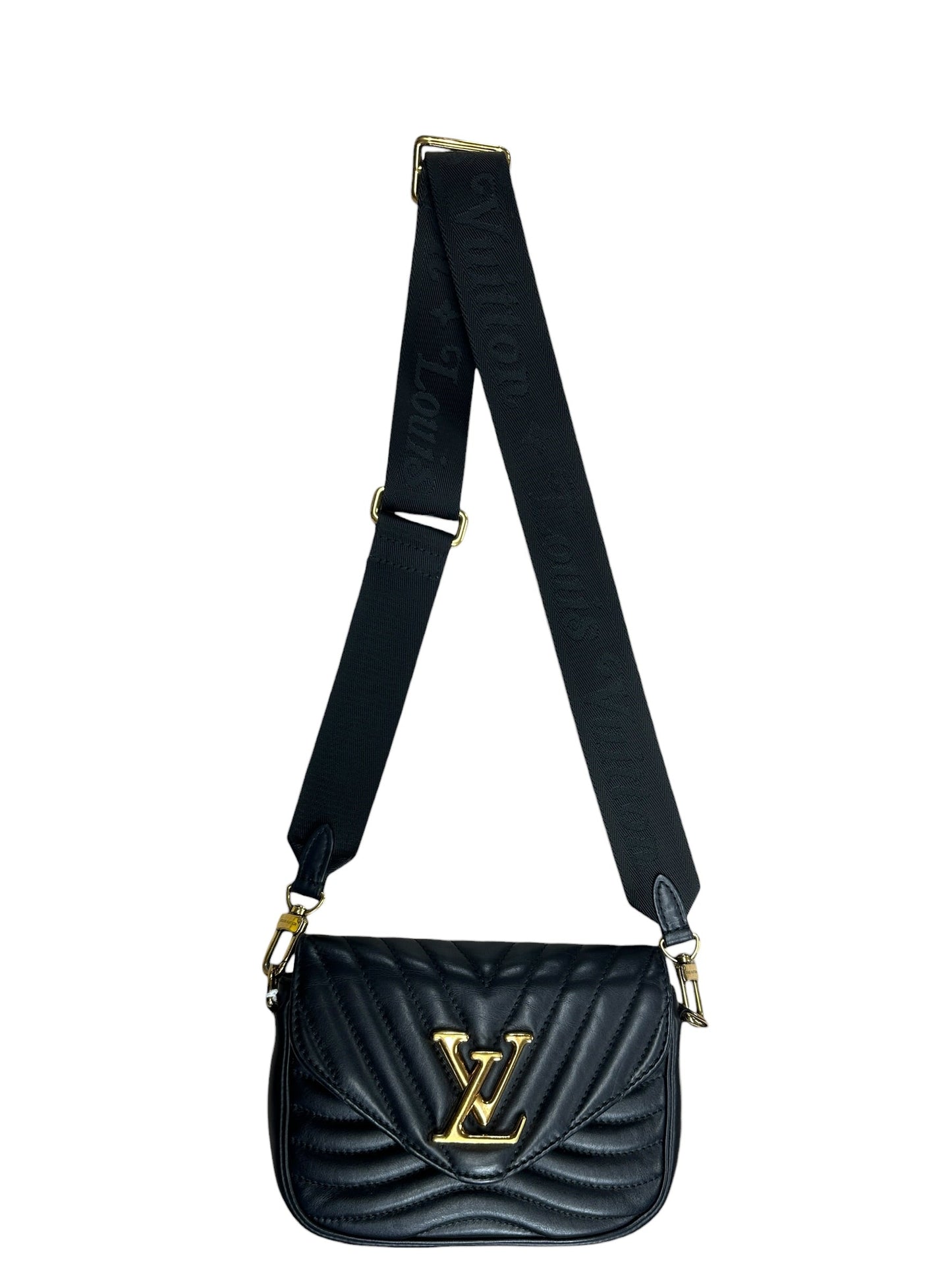 LOUIS VUITTON Quilted Leather New Wave Crossbody Bag Black Gold Hardware | Authentic Pre-Owned Luxury