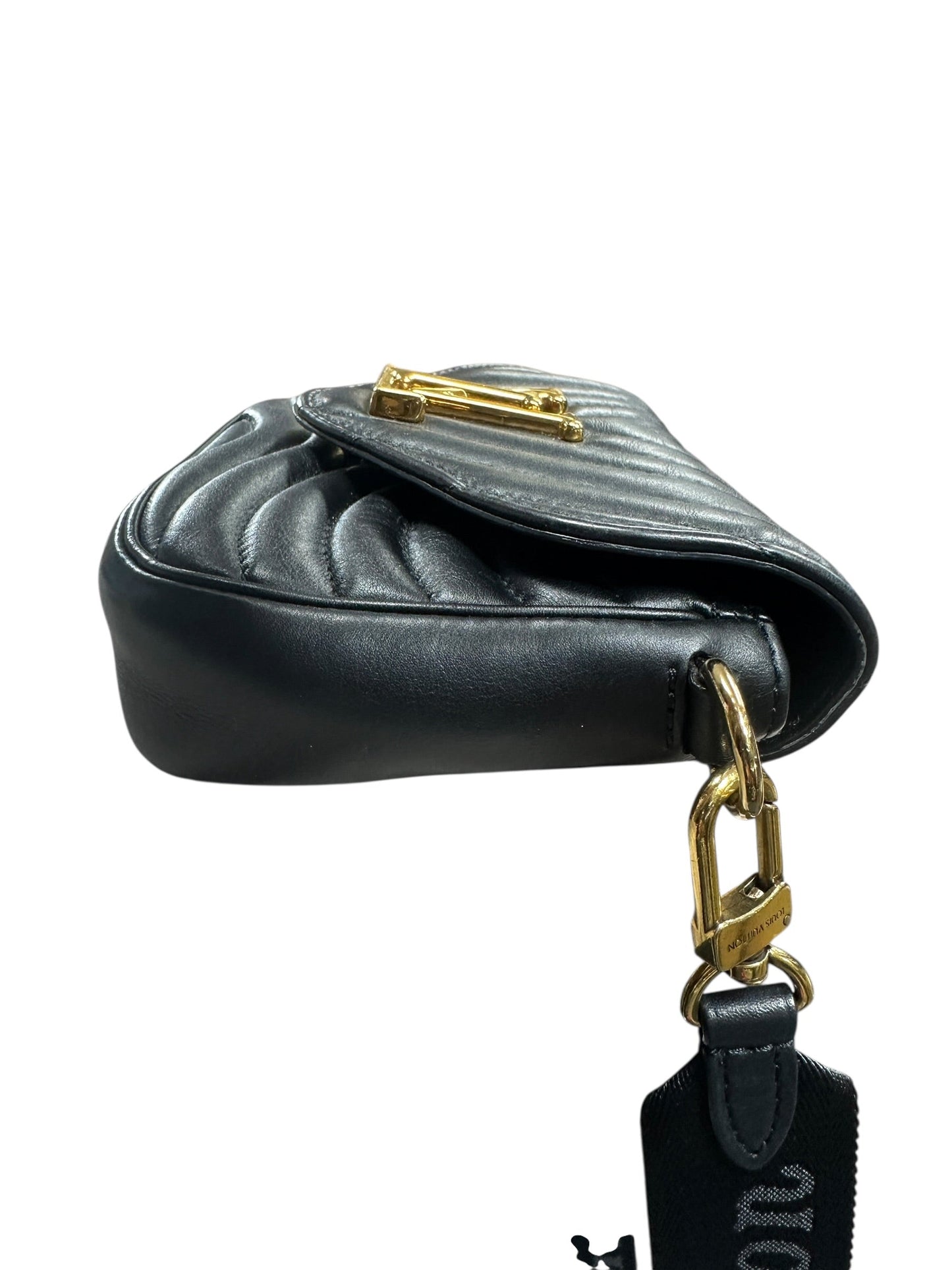 LOUIS VUITTON Quilted Leather New Wave Crossbody Bag Black Gold Hardware | Authentic Pre-Owned Luxury