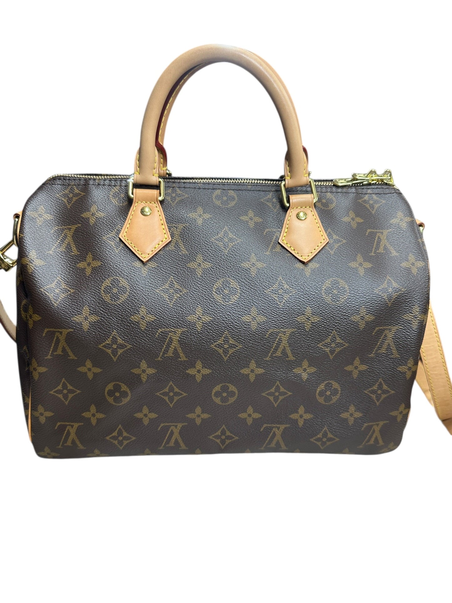 LOUIS VUITTON Monogram Speedy Bandouliere 30 Handbag Brown Gold Hardware | Authentic Pre-Owned Luxury
