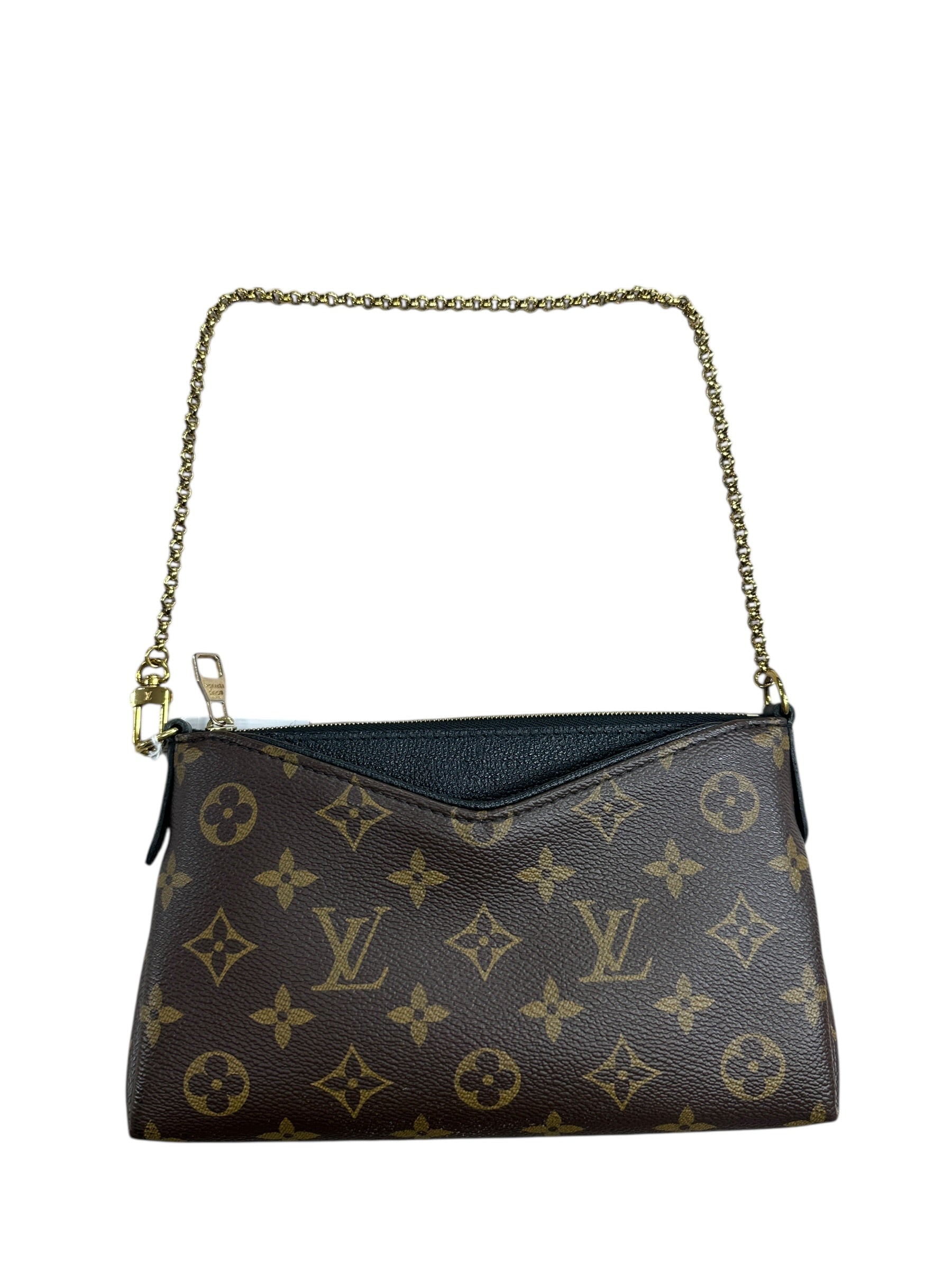 LOUIS VUITTON Monogram Pallas Clutch Brown Gold Hardware | Authentic Pre-Owned Luxury