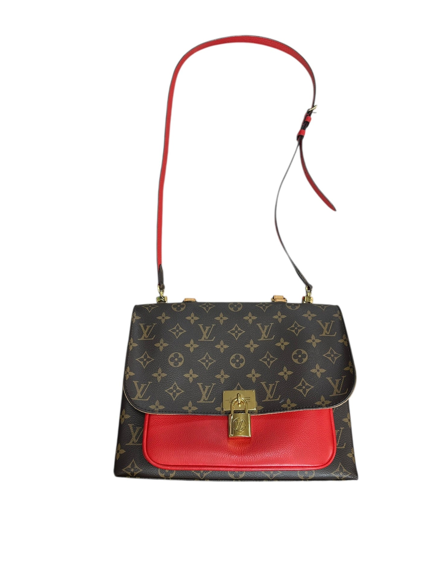 LOUIS VUITTON Monogram Marignan Shoulder Bag Brown/Red Gold Hardware | Authentic Pre-Owned Luxury