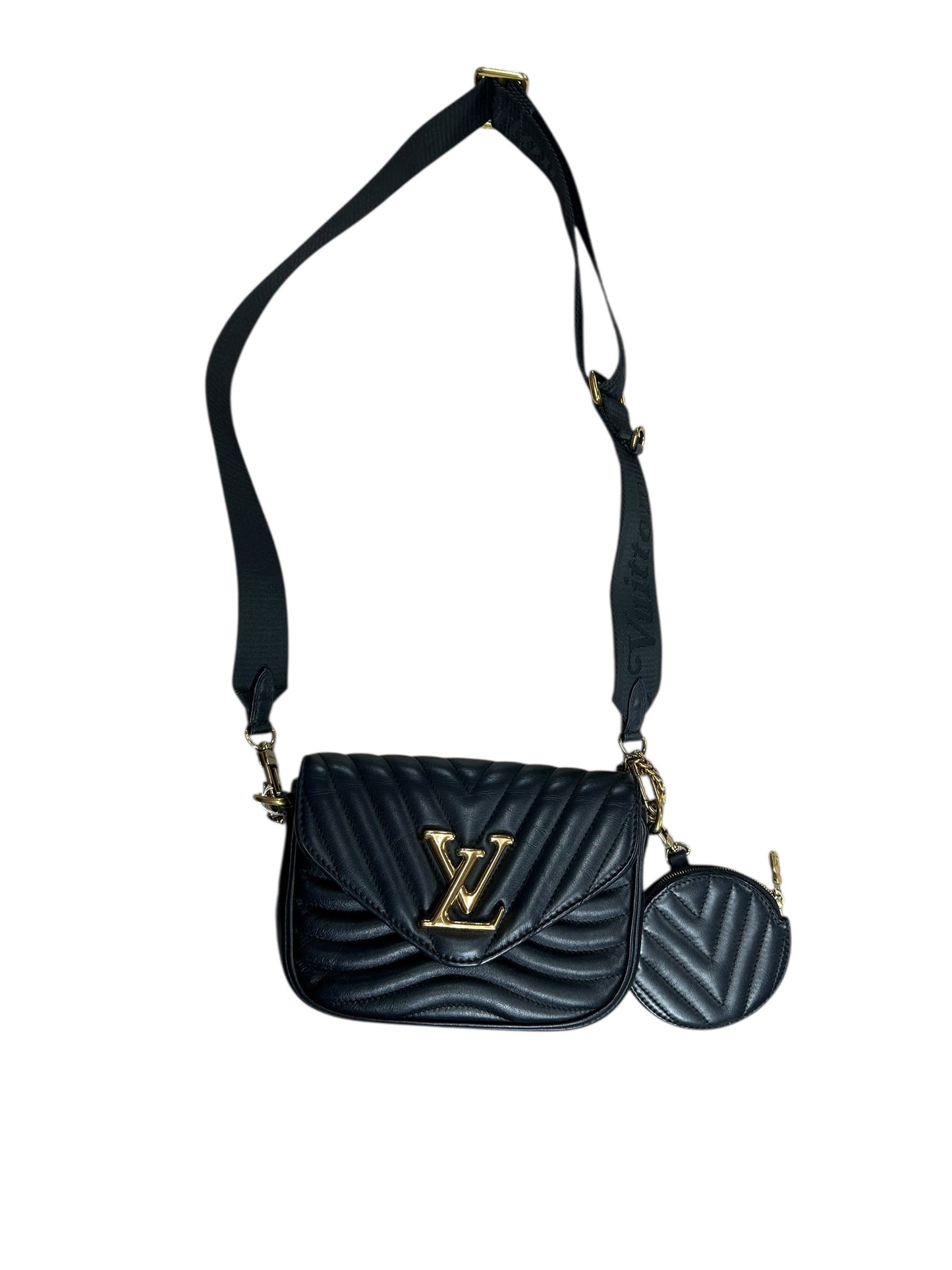 LOUIS VUITTON Quilted Leather New Wave Multi-Pochette Crossbody Bag Black Gold Hardware | Authentic Pre-Owned Luxury